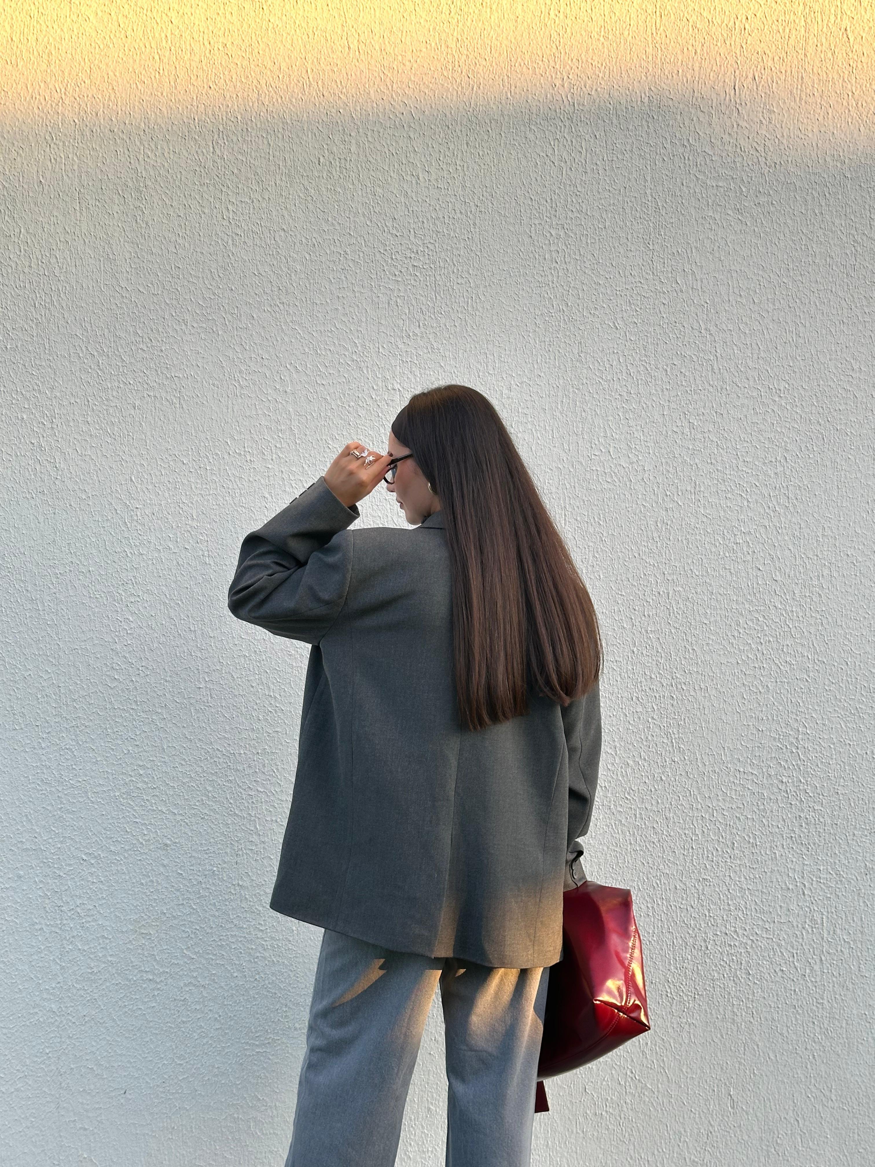 GRİ OVERSİZE BLAZER CEKET