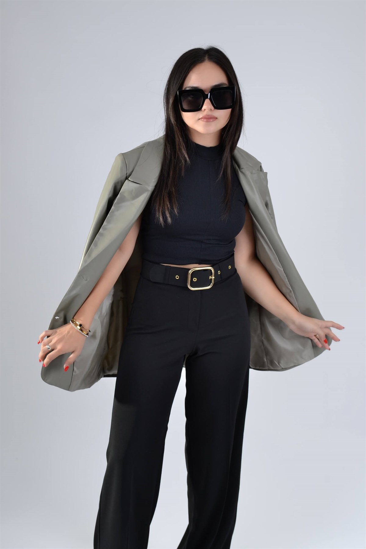 HAKİ DERİ BLAZER CEKET