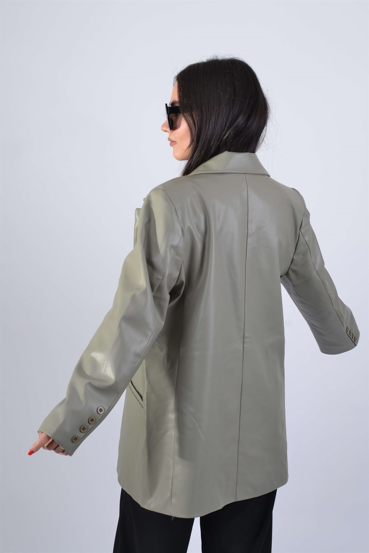 HAKİ DERİ BLAZER CEKET