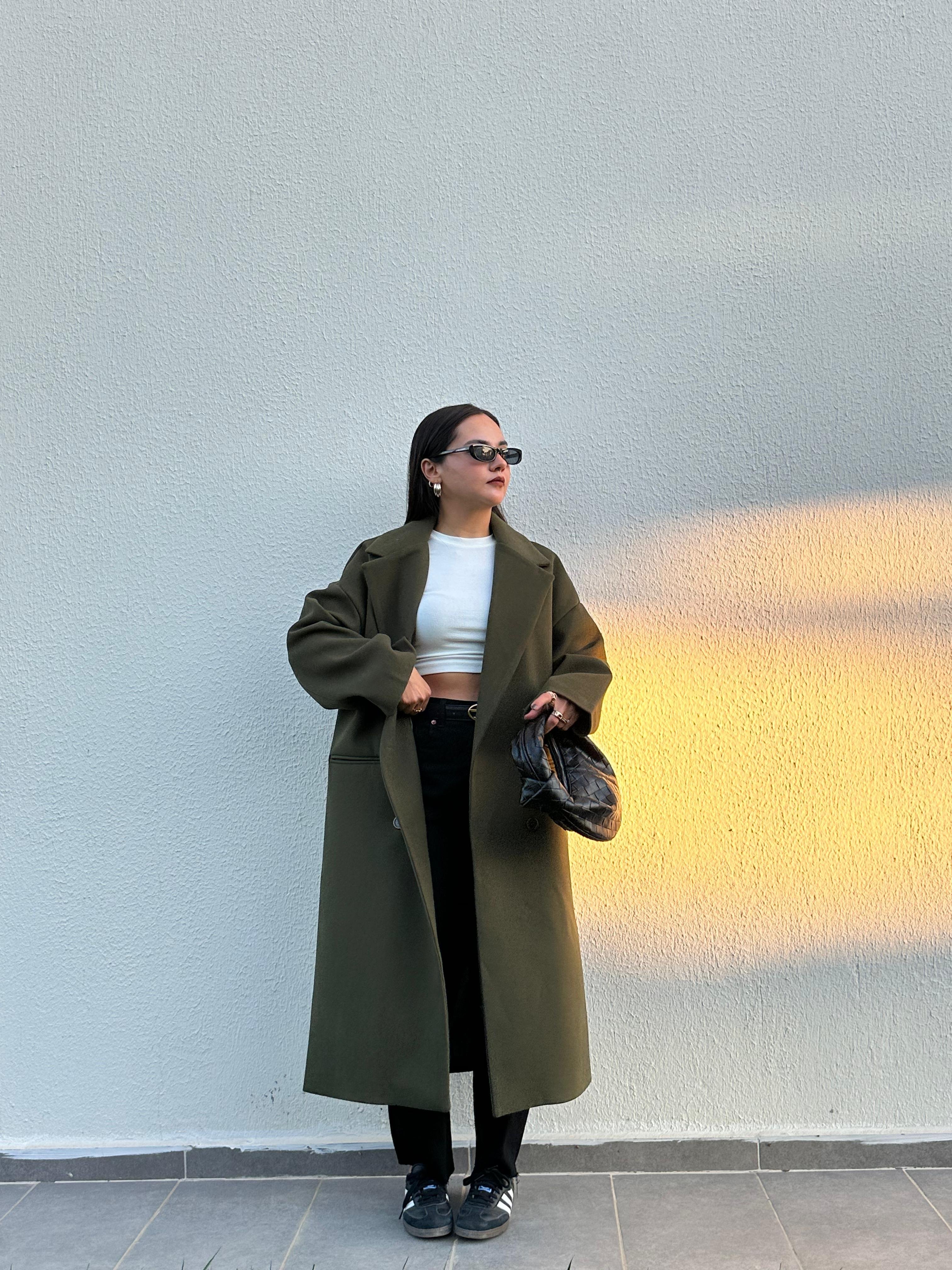 HAKİ OVERSİZE KAŞE KABAN