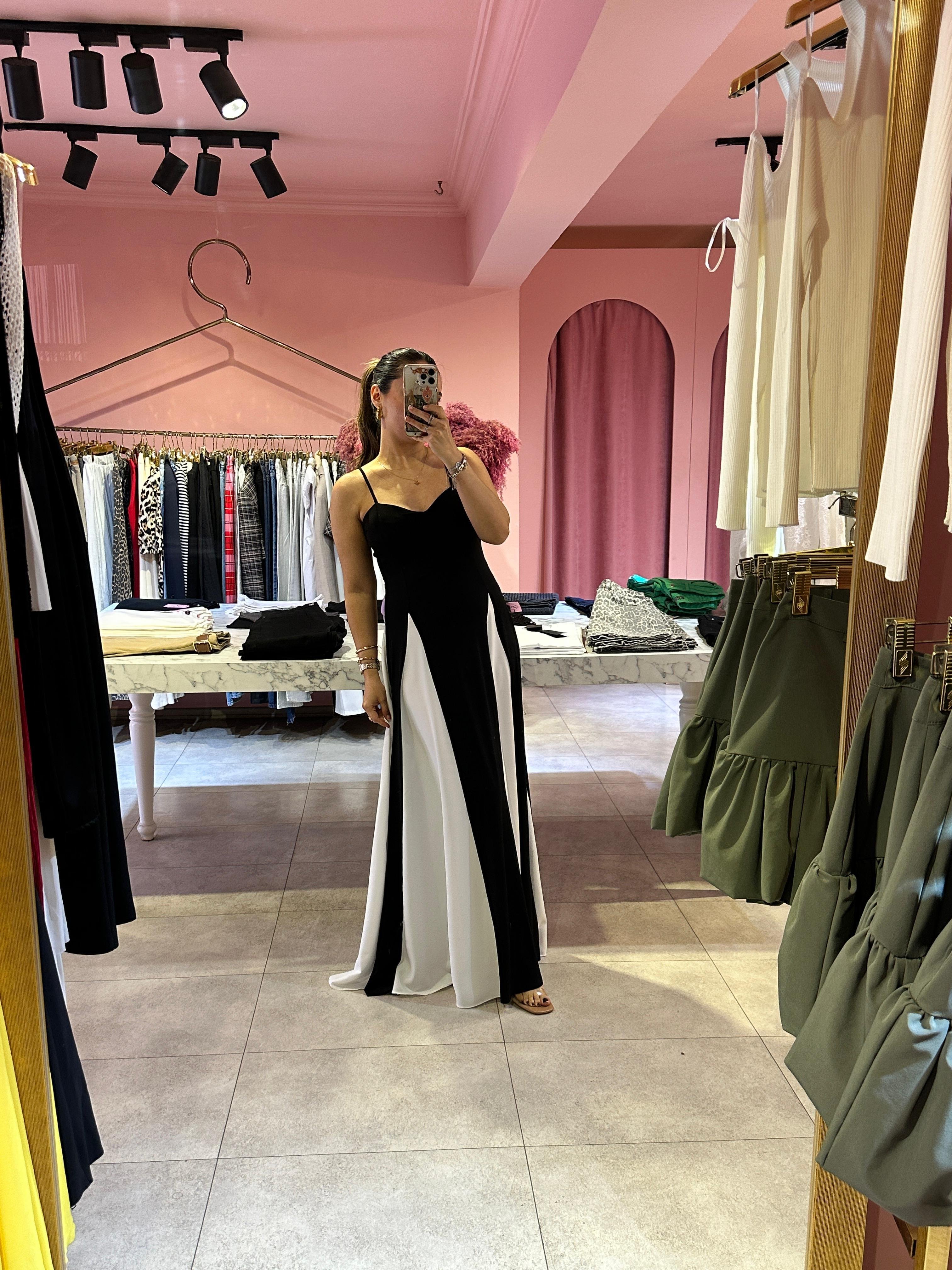 İP ASKILI MAXİ ELBİSE