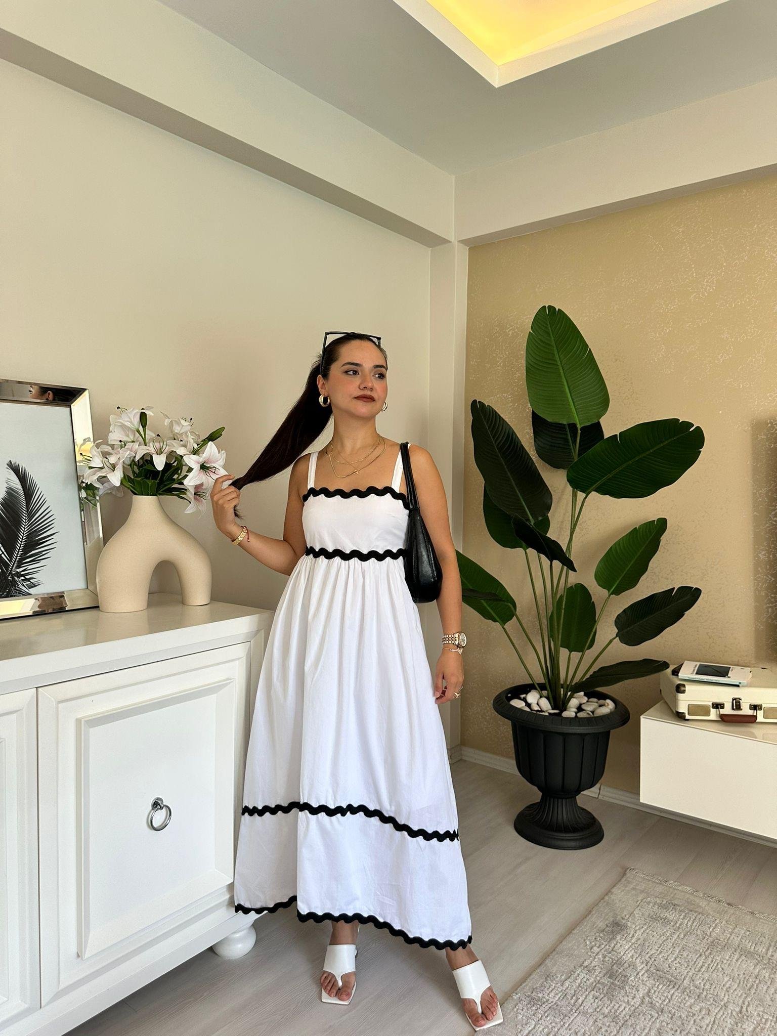 POPLİN SİYAH ŞERİTLİ