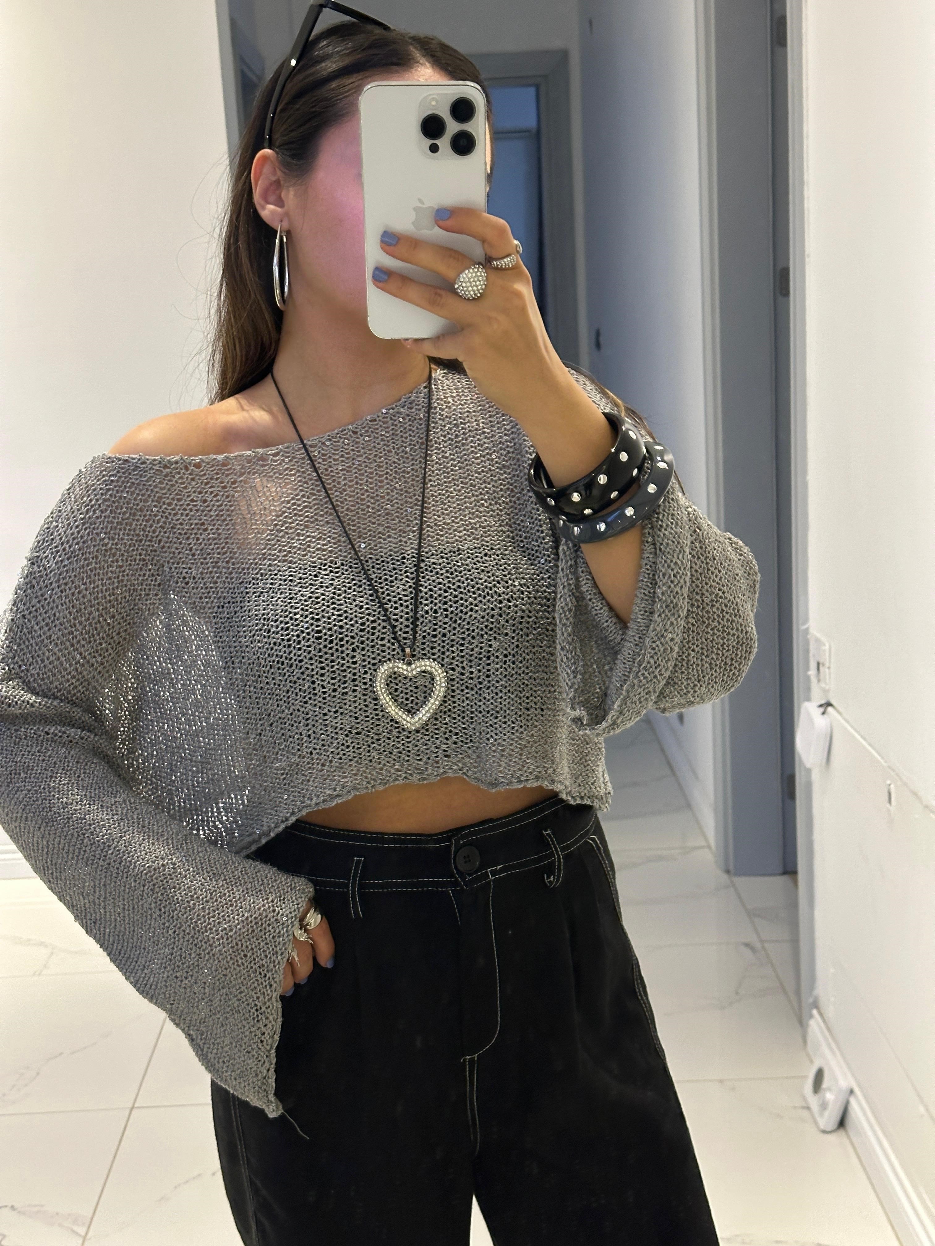 PUL İŞLEMELİ FİLE CROP TRİKO