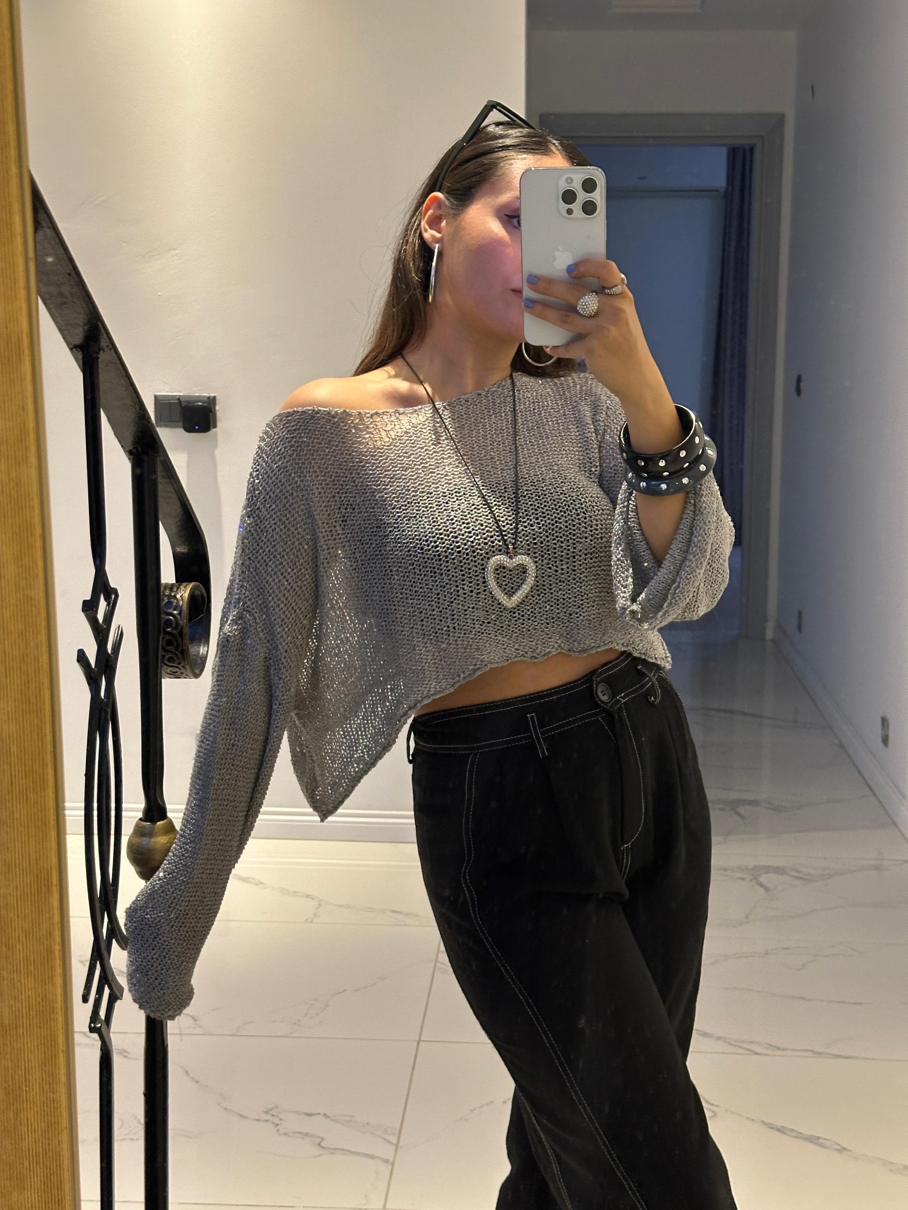 PUL İŞLEMELİ FİLE CROP TRİKO