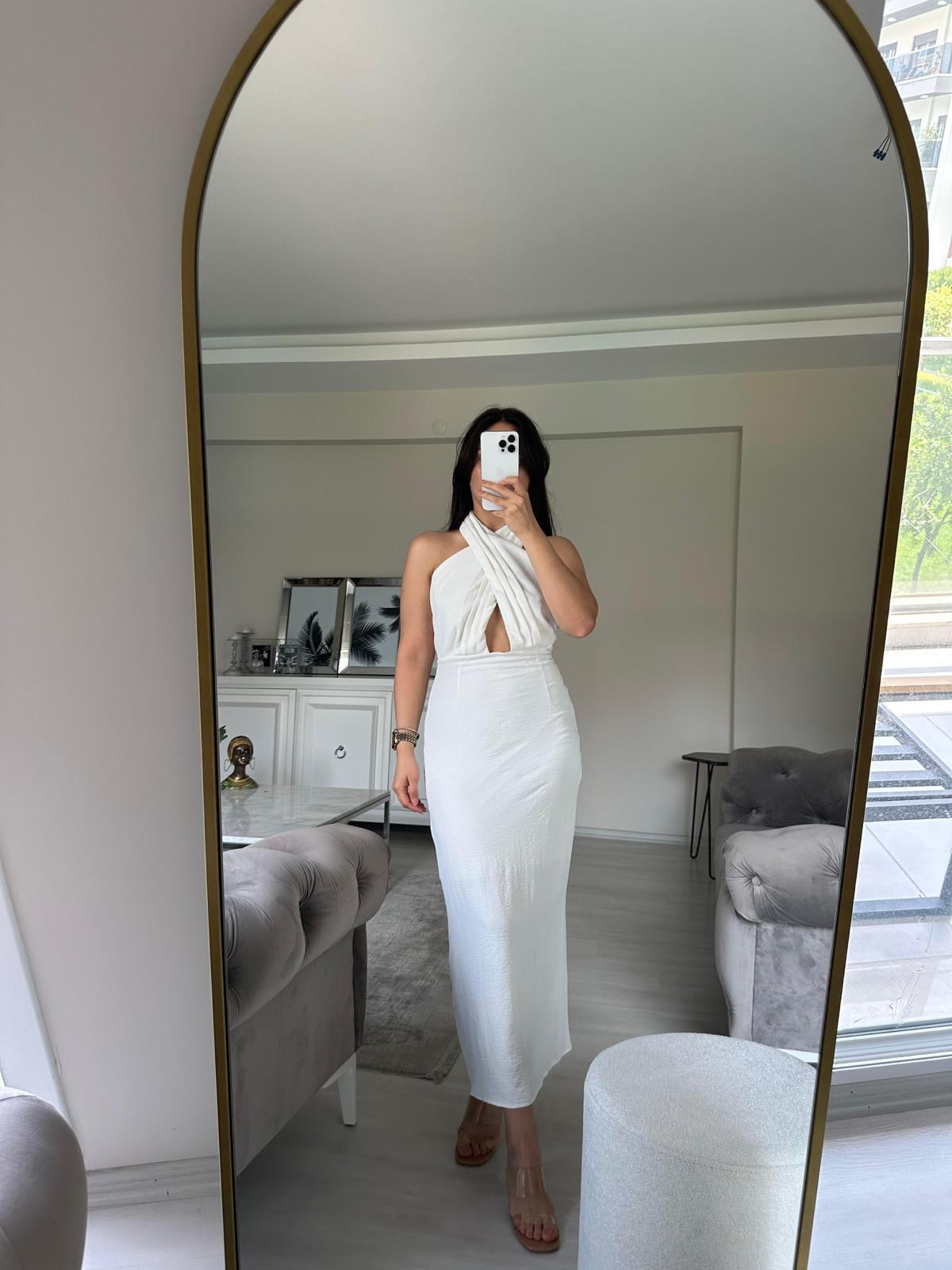 SIRT DEKOLTELİ KALEM ELBİSE