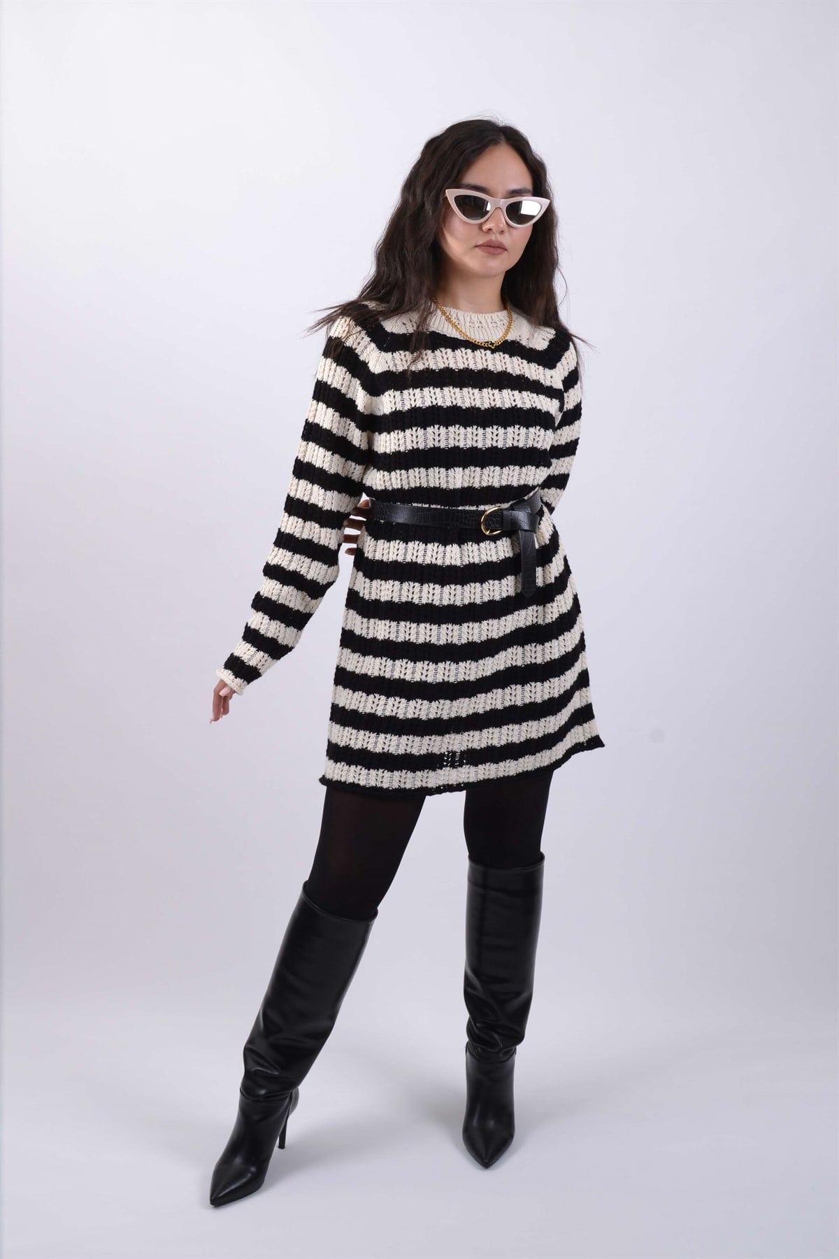 TRİKO ELBİSE ÇİZGİLİ