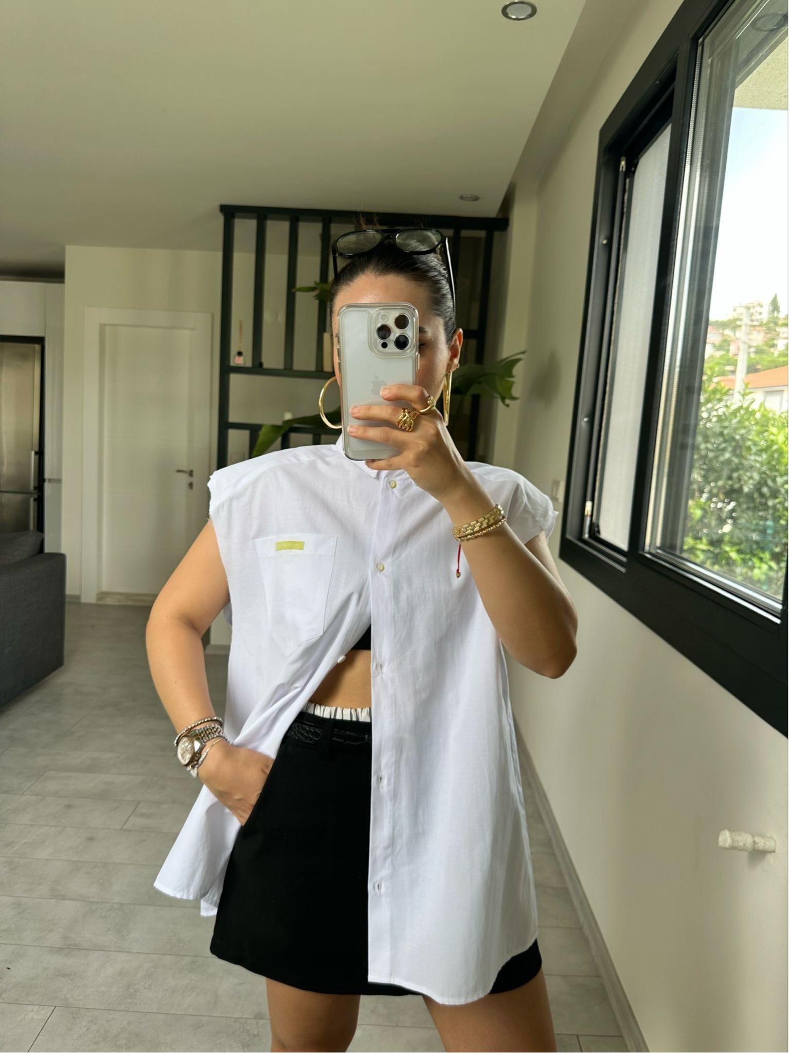 VATKALI SIRT DEKOLTELİ GÖMLEK 