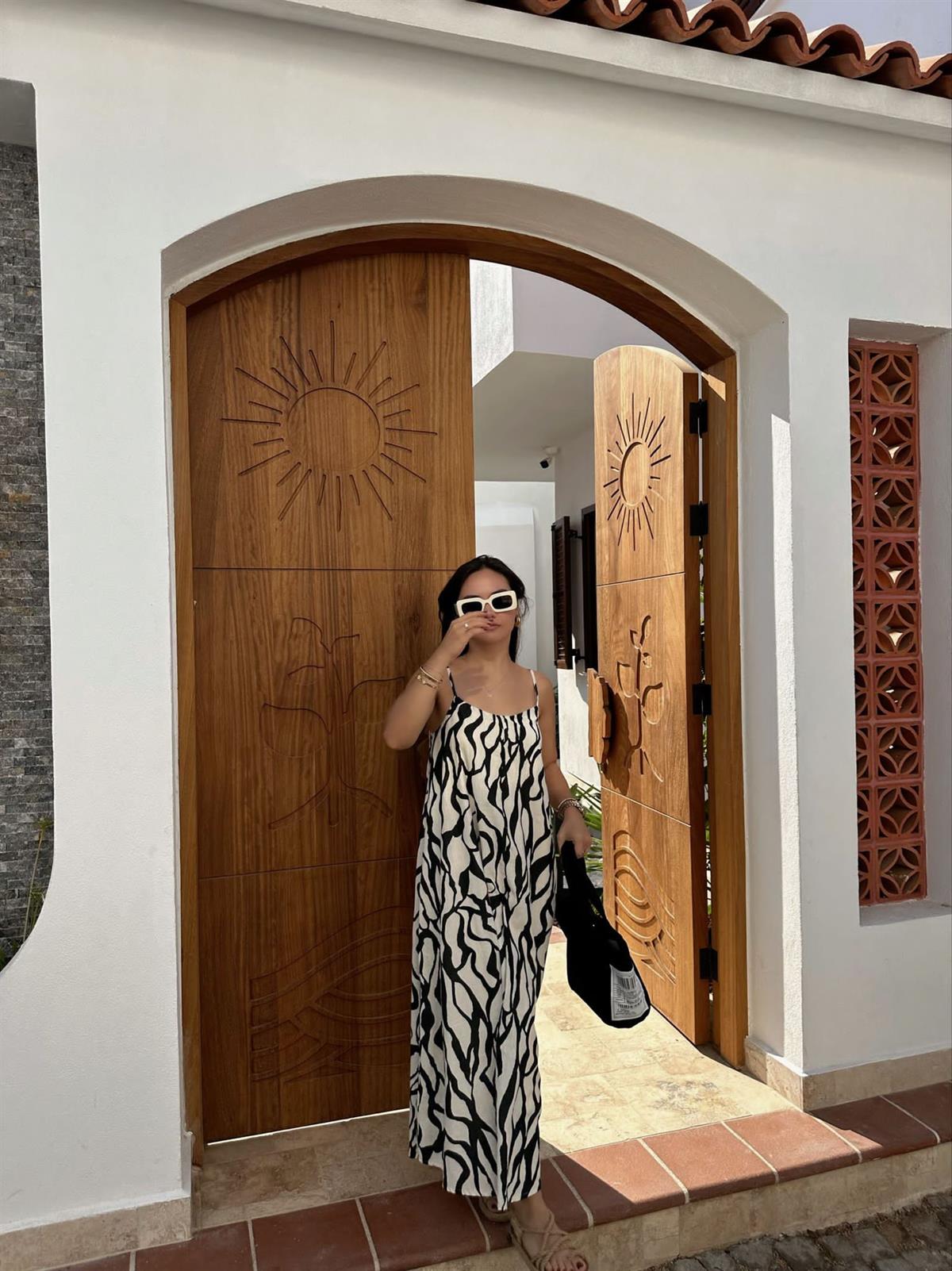 ZEBRA DESEN KETEN ELBİSE