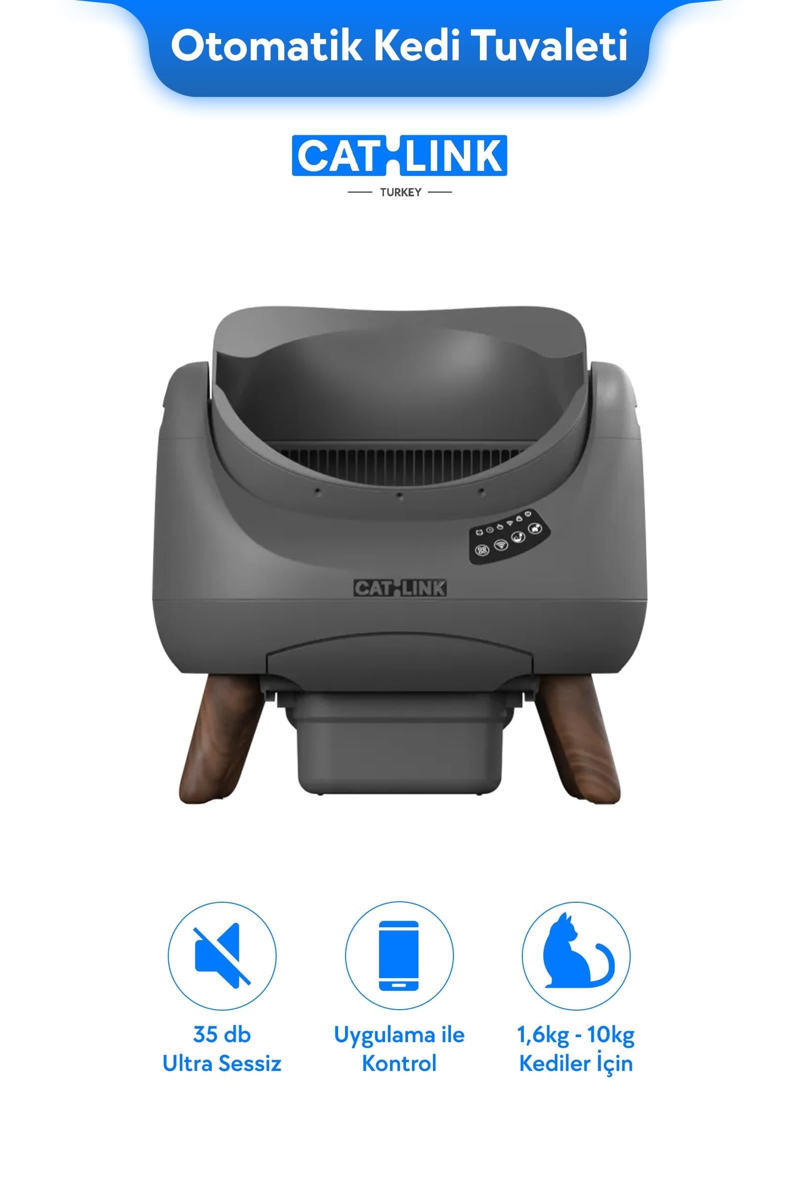 Catlink Üstü Açık Otomatik Kedi Tuvaleti Scooper Open-X (Gri) - Kedi Tuvalet Ürünleri