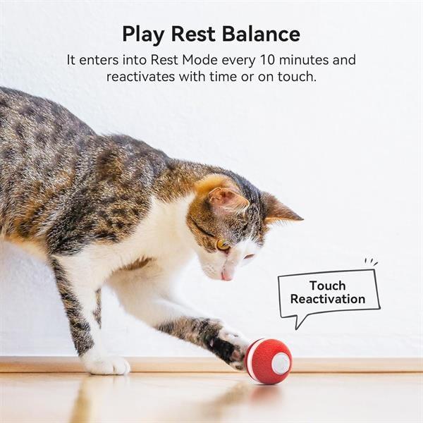 Cheerble Şarjlı Akıllı İneraktif Kedi Oyun Topu, Kırmızı 4 cm