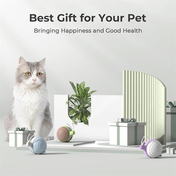 Cheerble Şarjlı Akıllı İneraktif Kedi Salyangoz Oyuncağı, Kahverengi 7 x 5 x 5.8 cm
