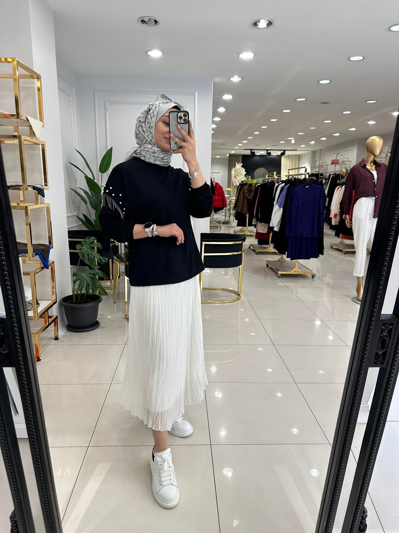 01-1248 İncili Bluz   MAVİ