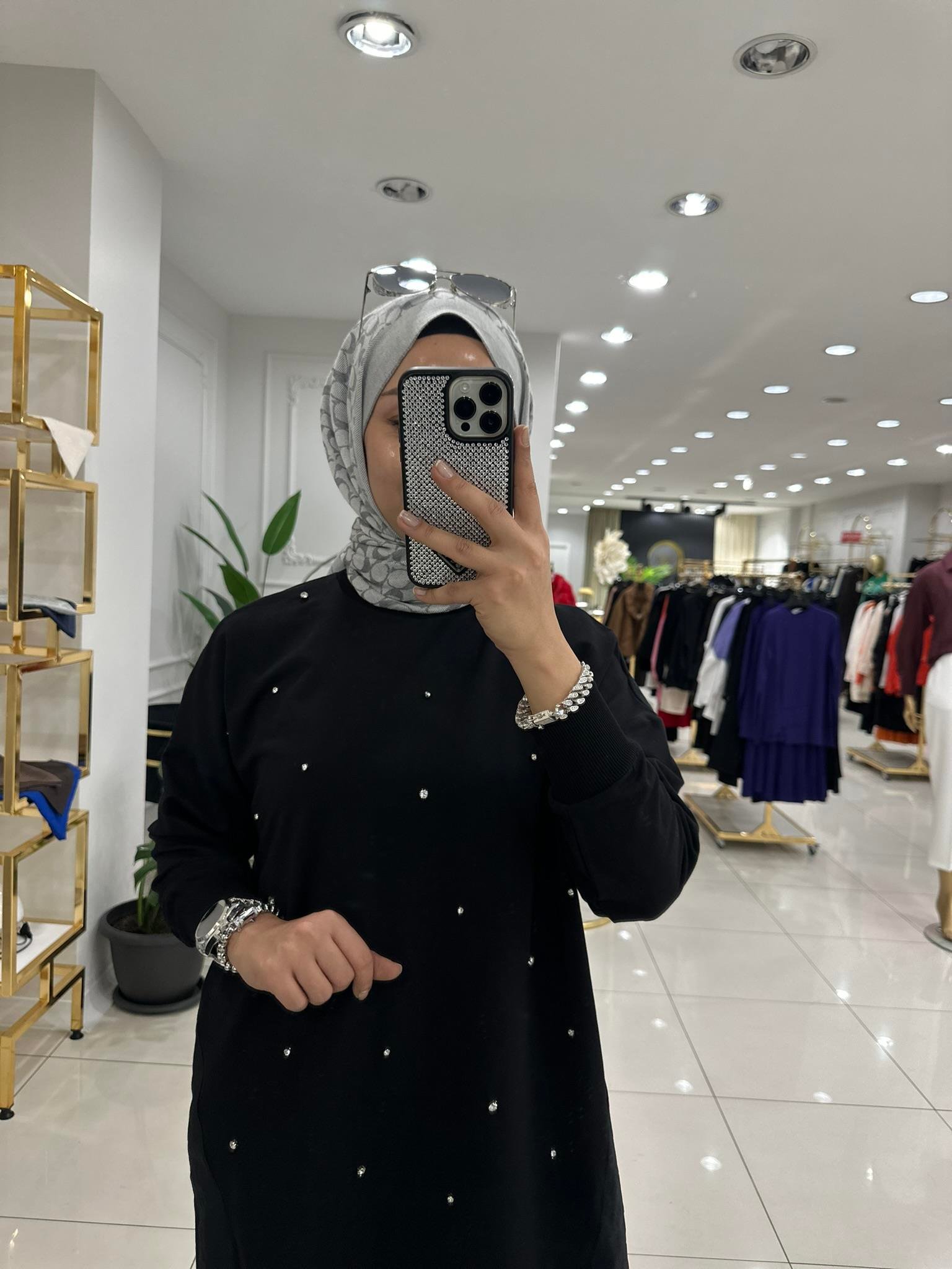 10427 Taşlı şık tunik   SİYAH