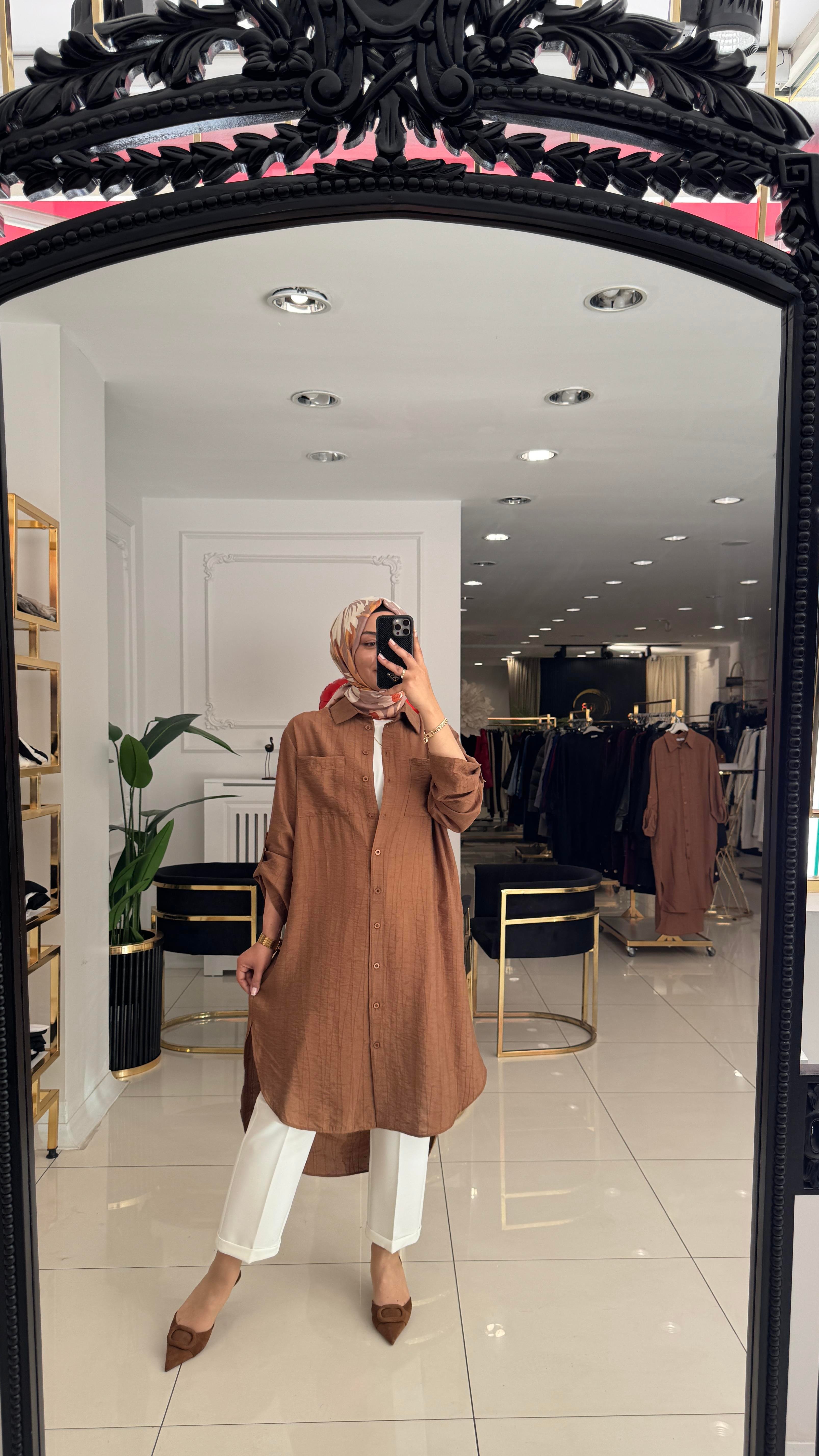 10796 Mina desenli tunik-CAMEL