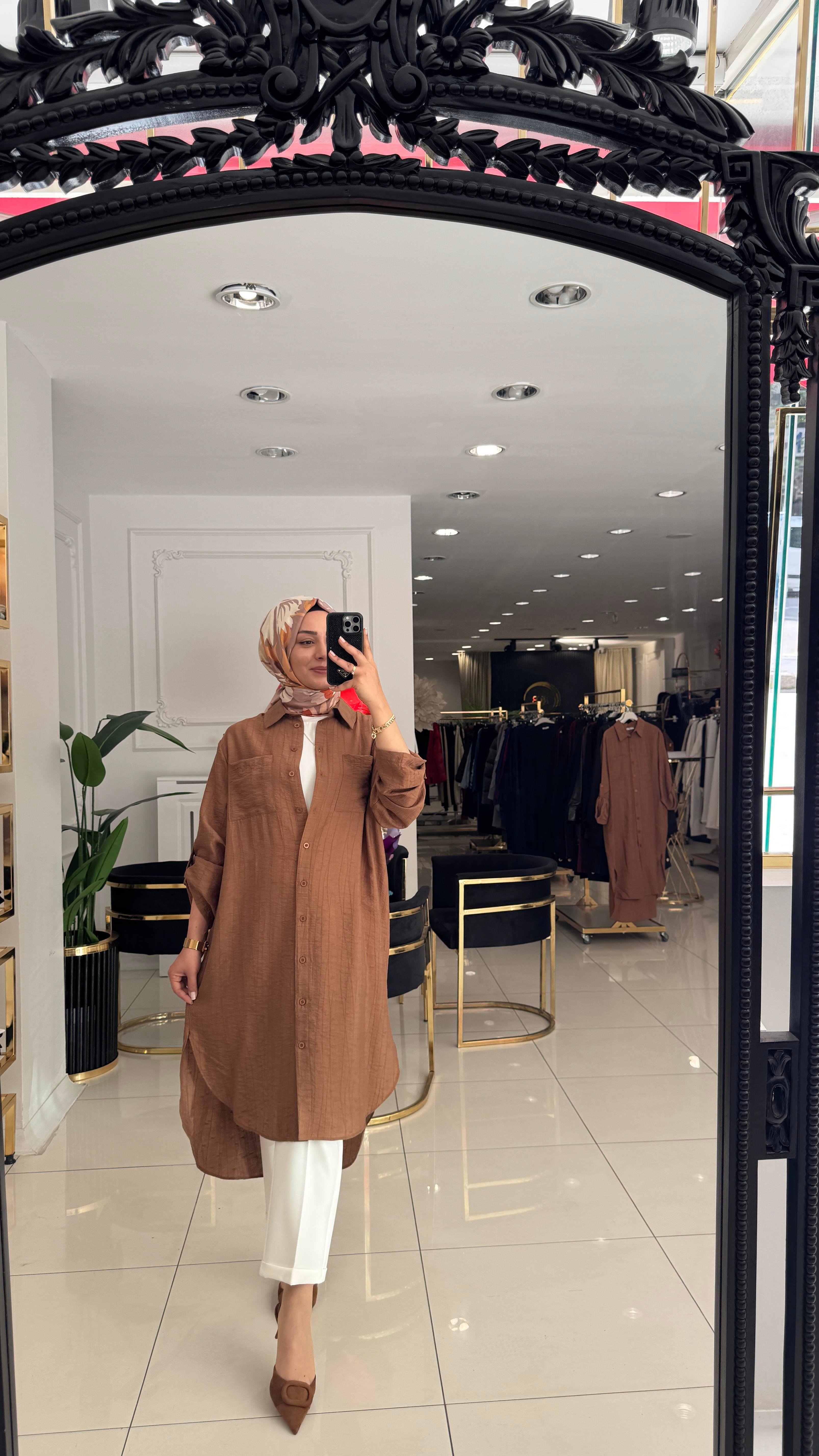 10796 Mina desenli tunik-CAMEL