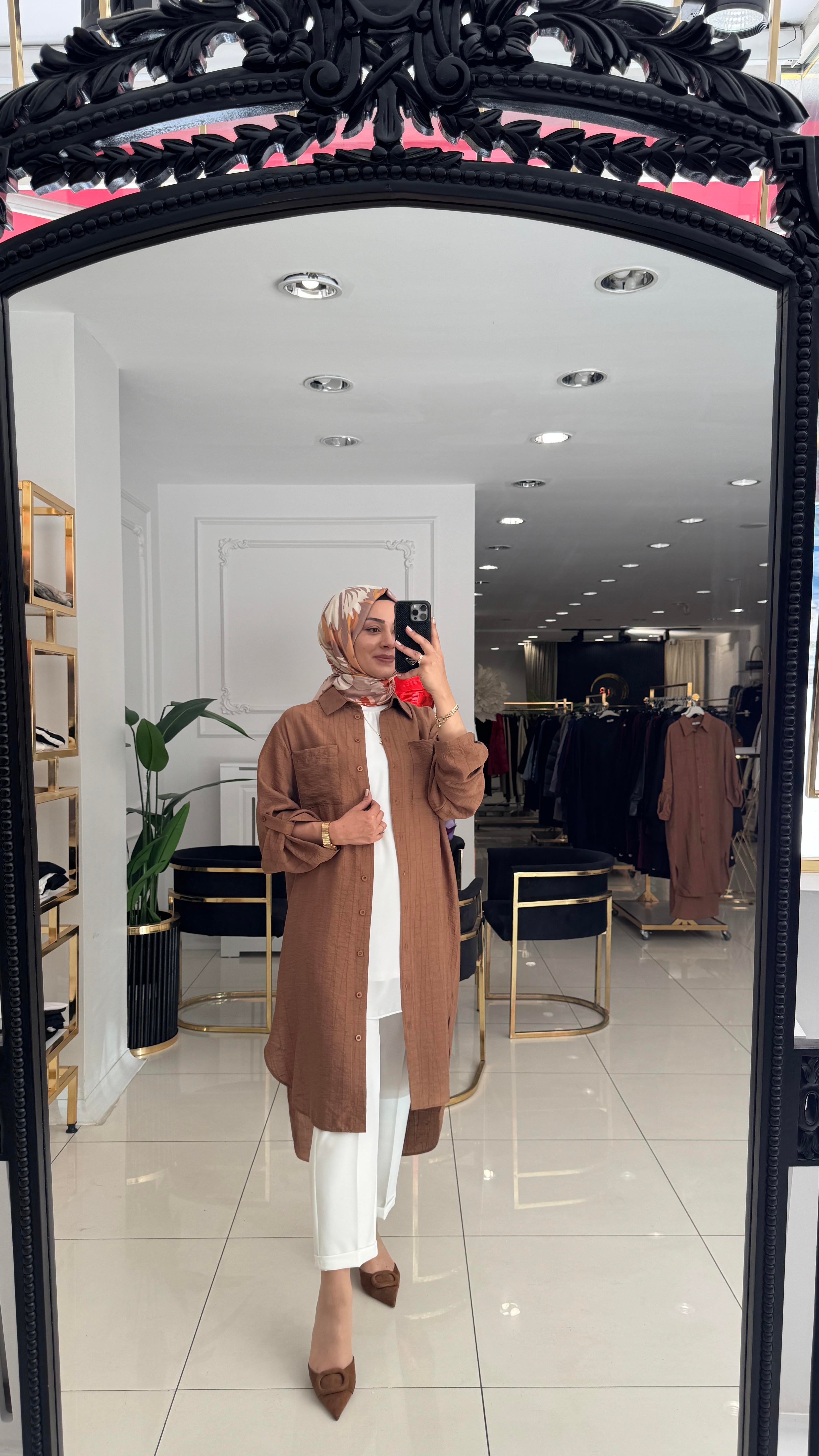 10796 Mina desenli tunik-CAMEL
