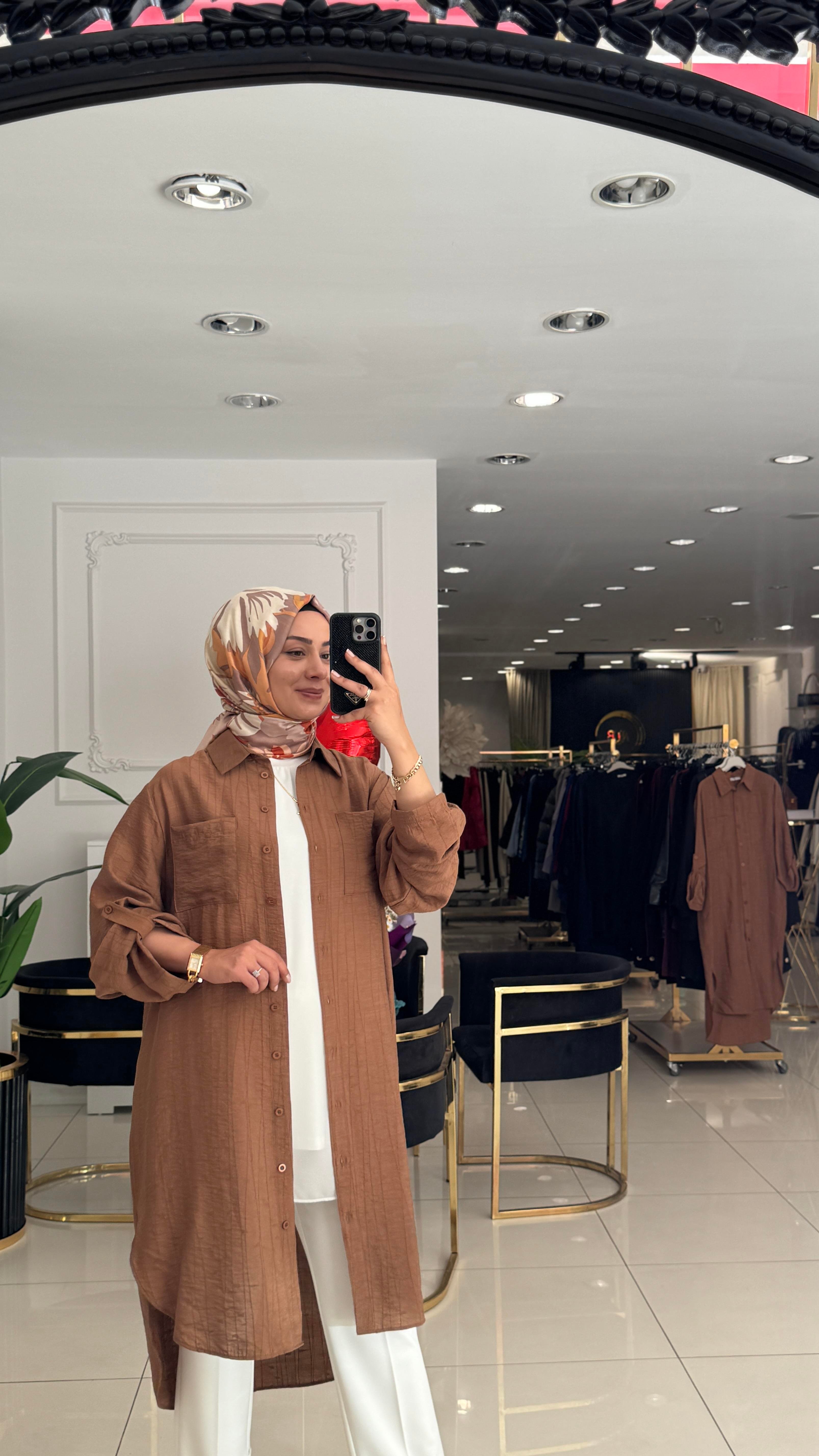 10796 Mina desenli tunik-CAMEL
