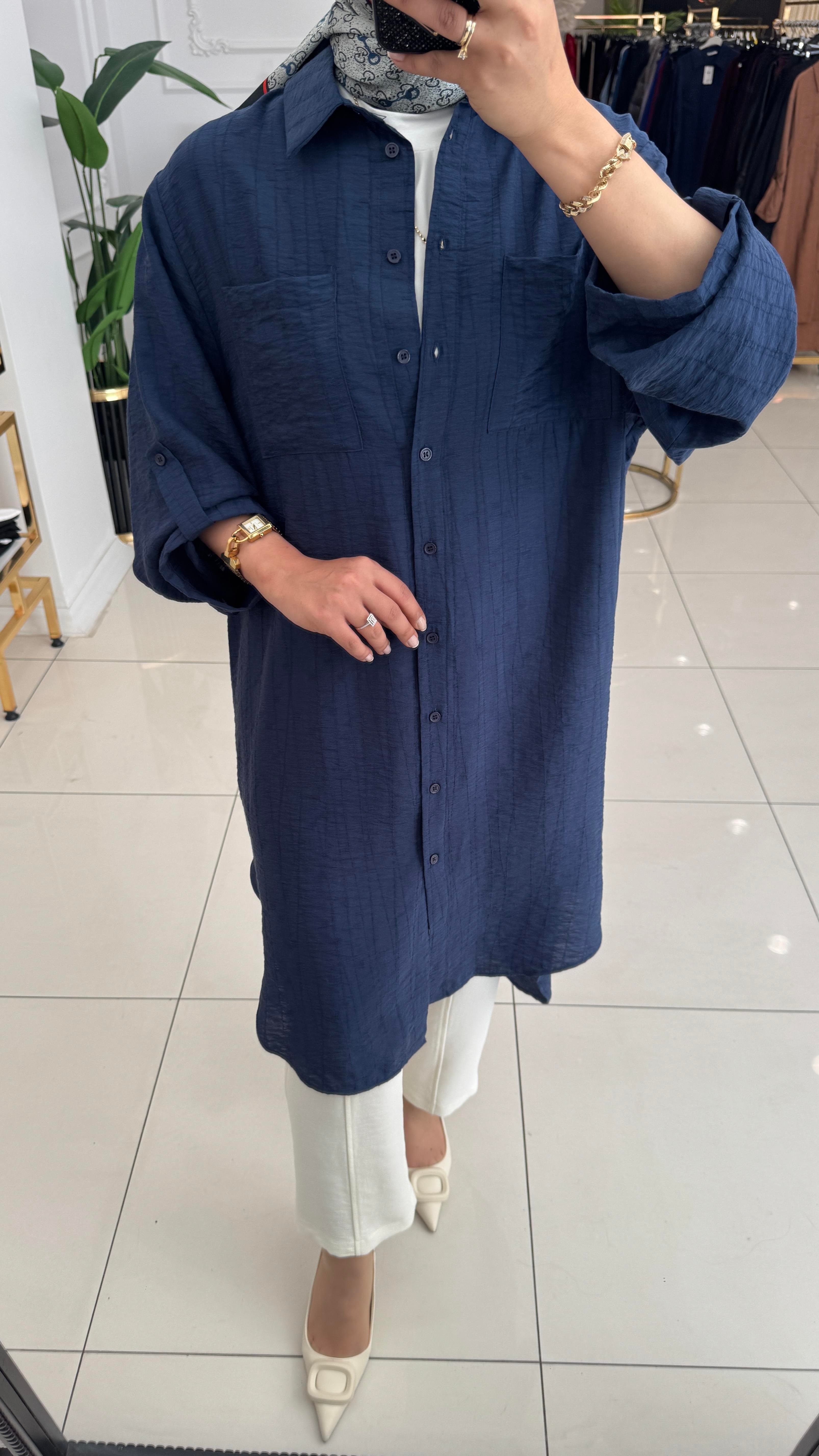 10796 Mina desenli tunik-LACİVERT