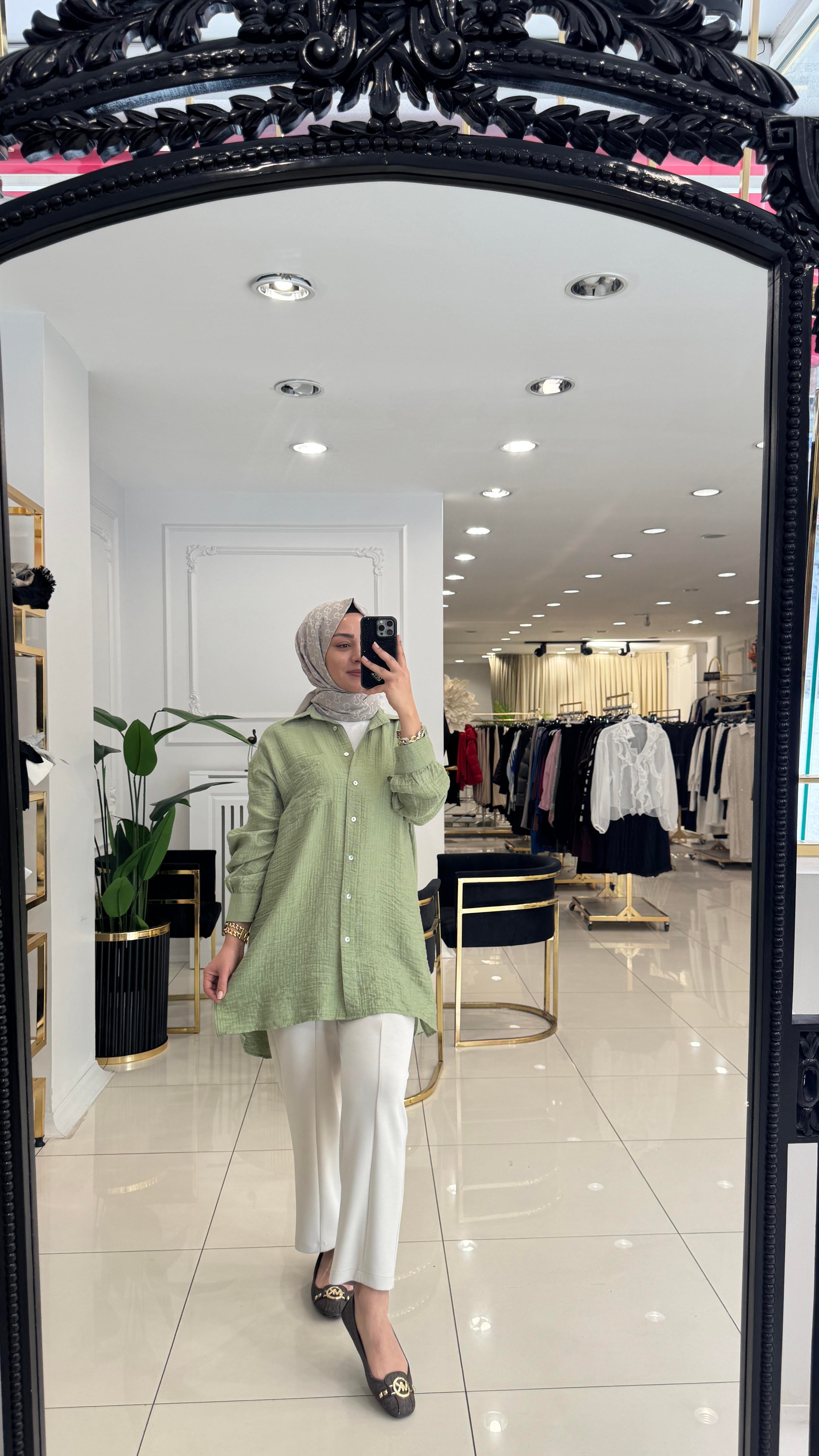 2030 Eleni Gömlek-YEŞİL