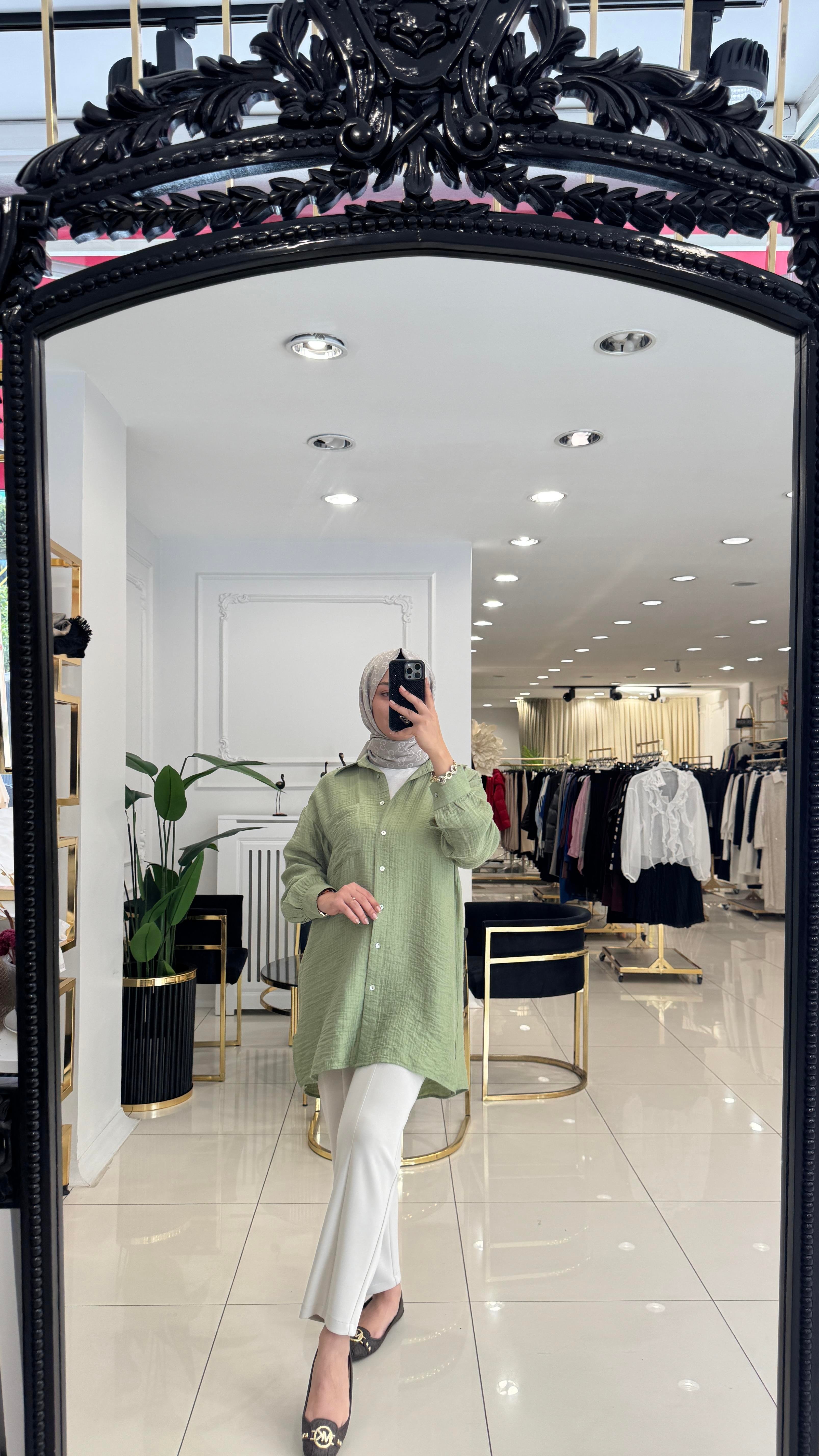 2030 Eleni Gömlek-YEŞİL