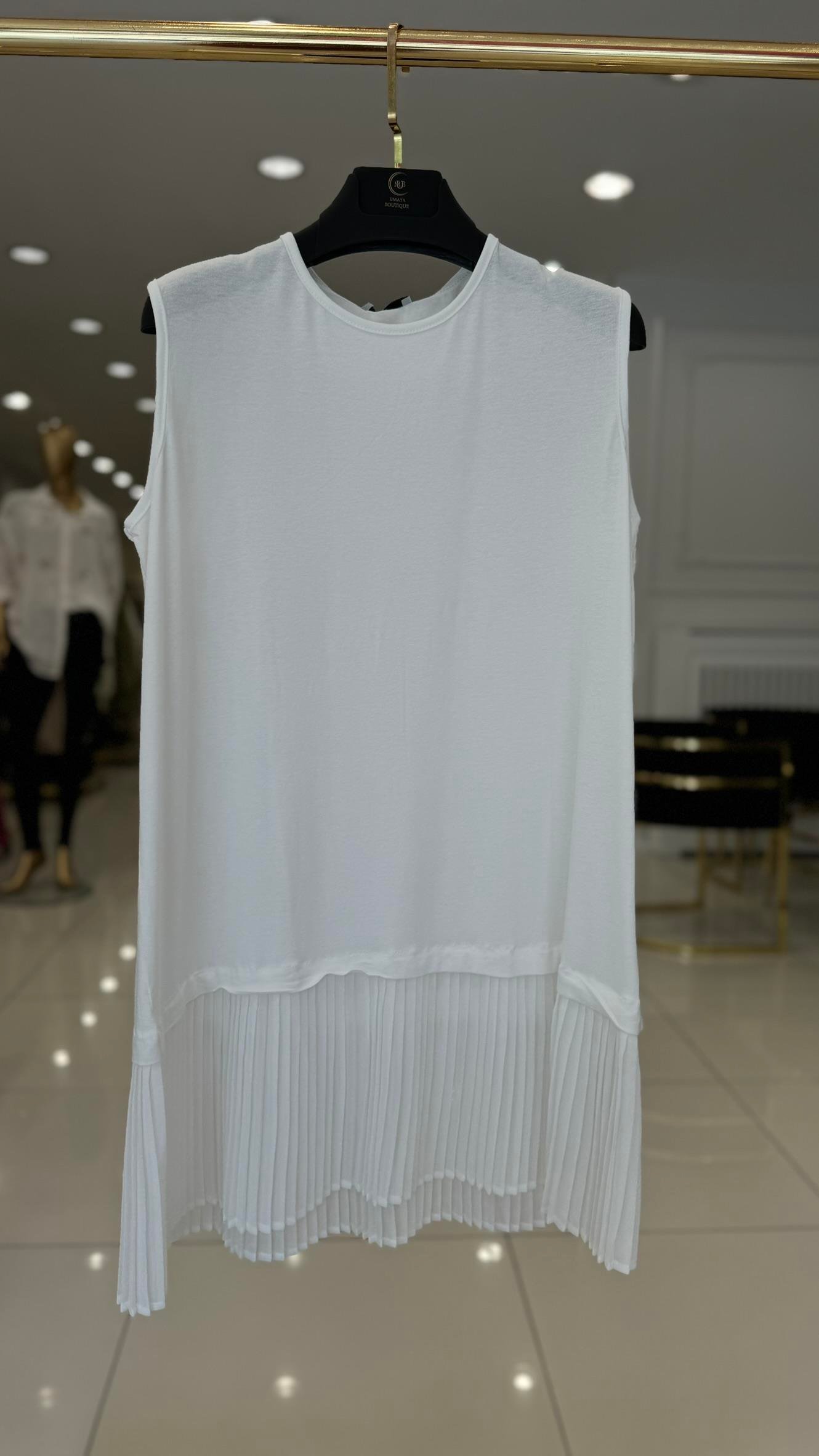 2049 Pliseli askılı içlik-BEYAZ