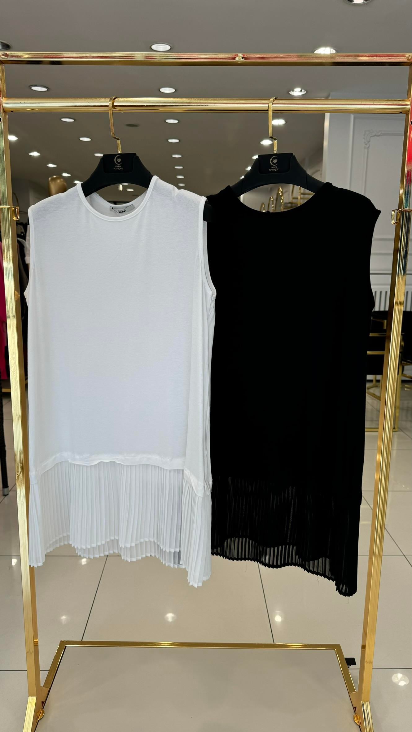 2049 Pliseli askılı içlik-BEYAZ