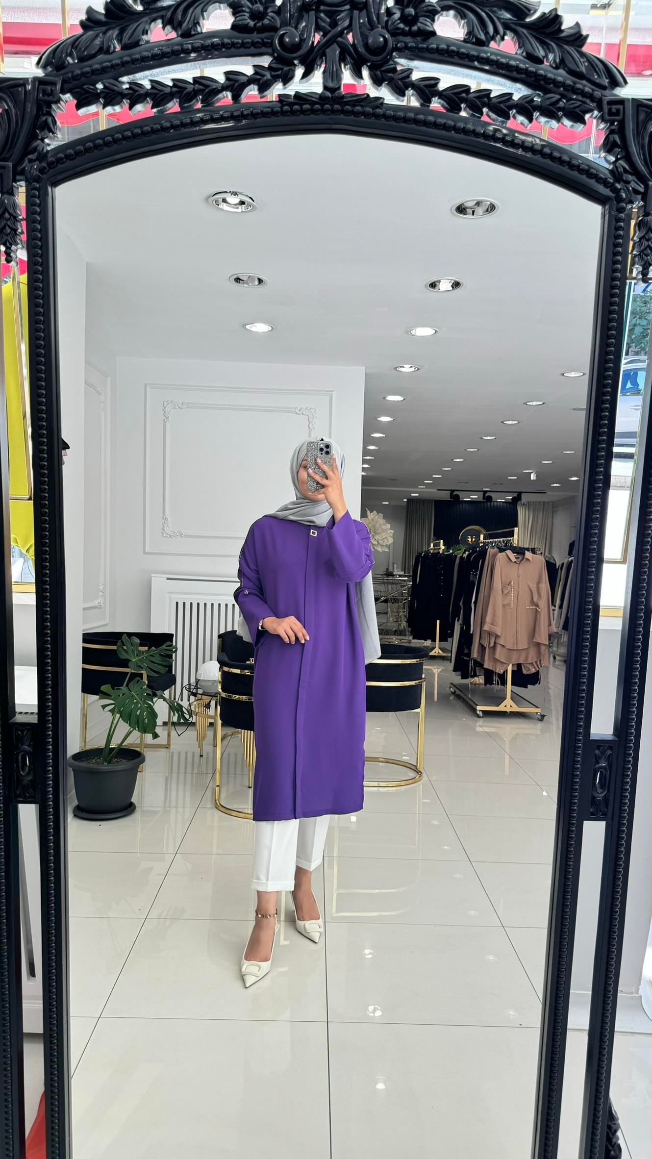 2066 İşlemeli tunik-kap-MOR