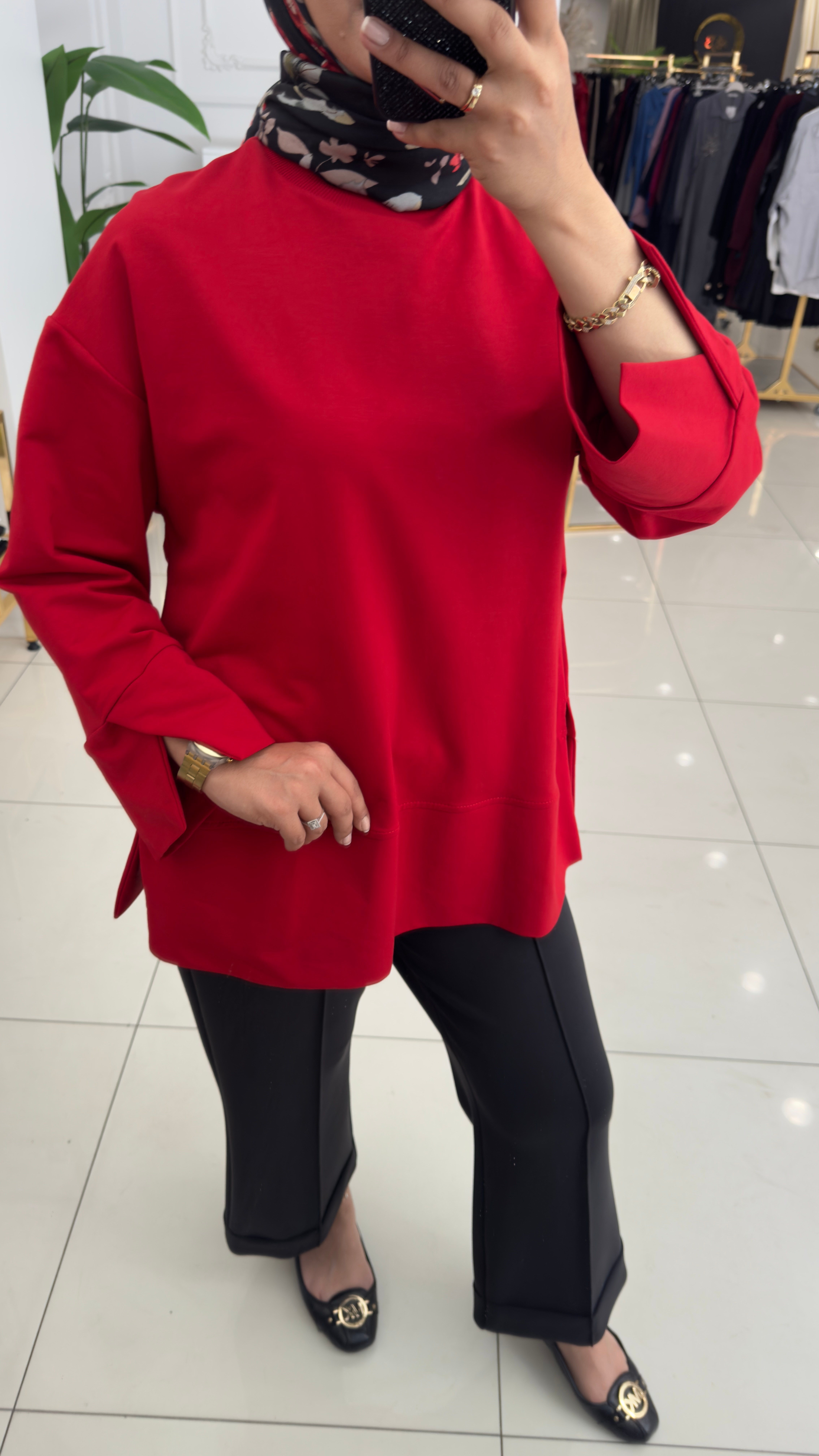 20735 Mona basic sweat- KIRMIZI