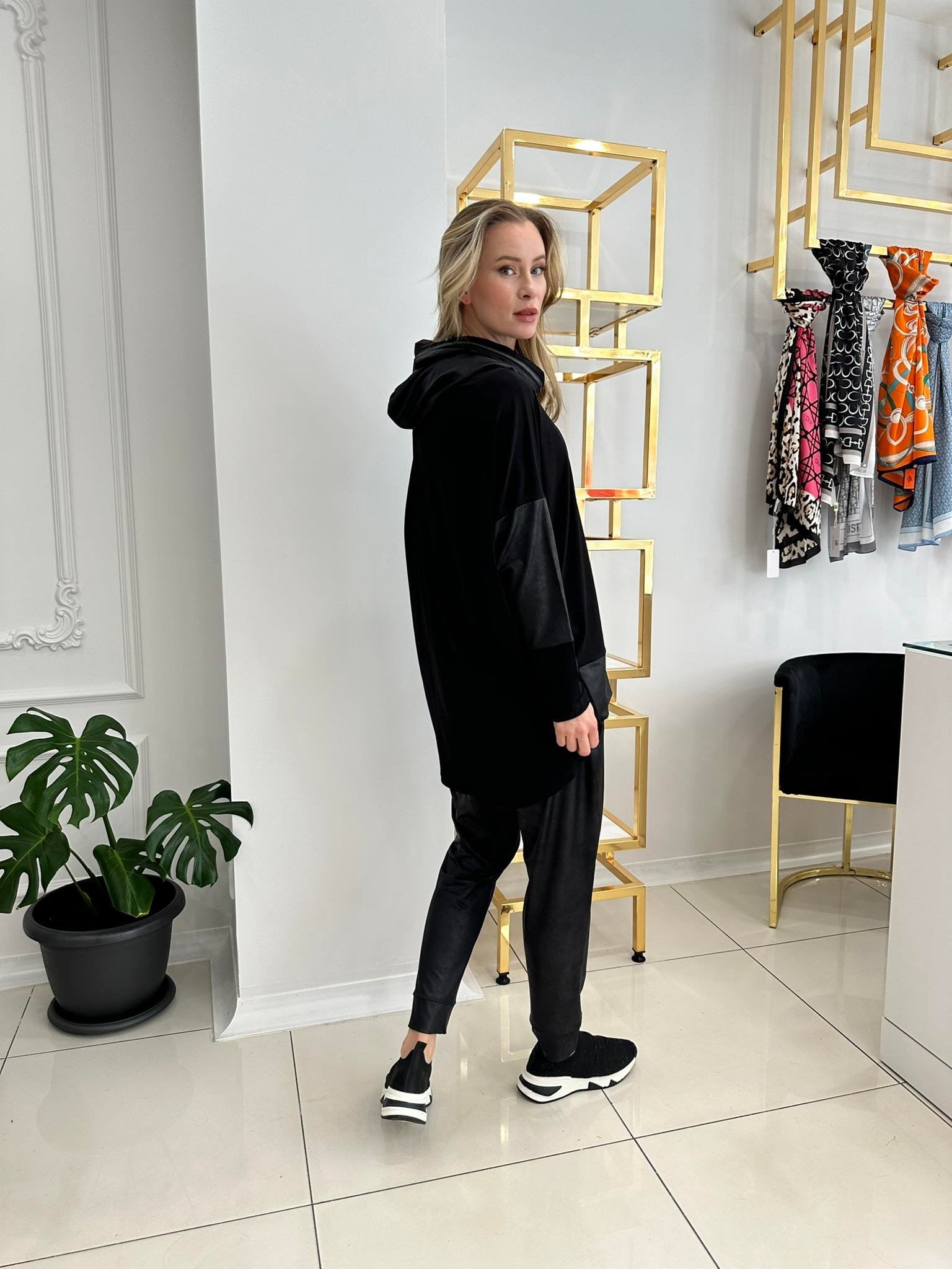 225641S KAPİŞONLU SANDY BLUZSİYAH