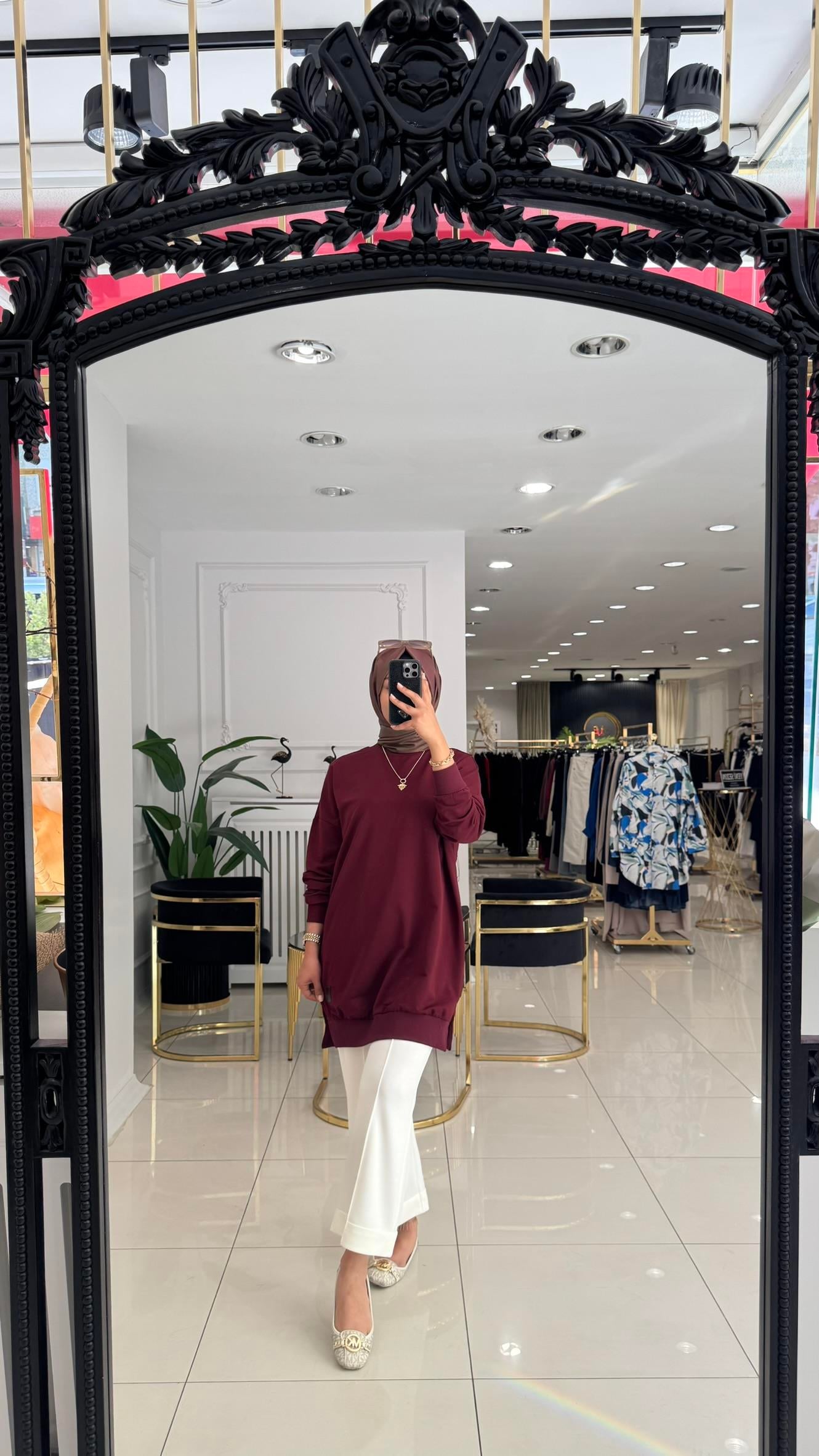 30644 Basic kısa tunik-BORDO