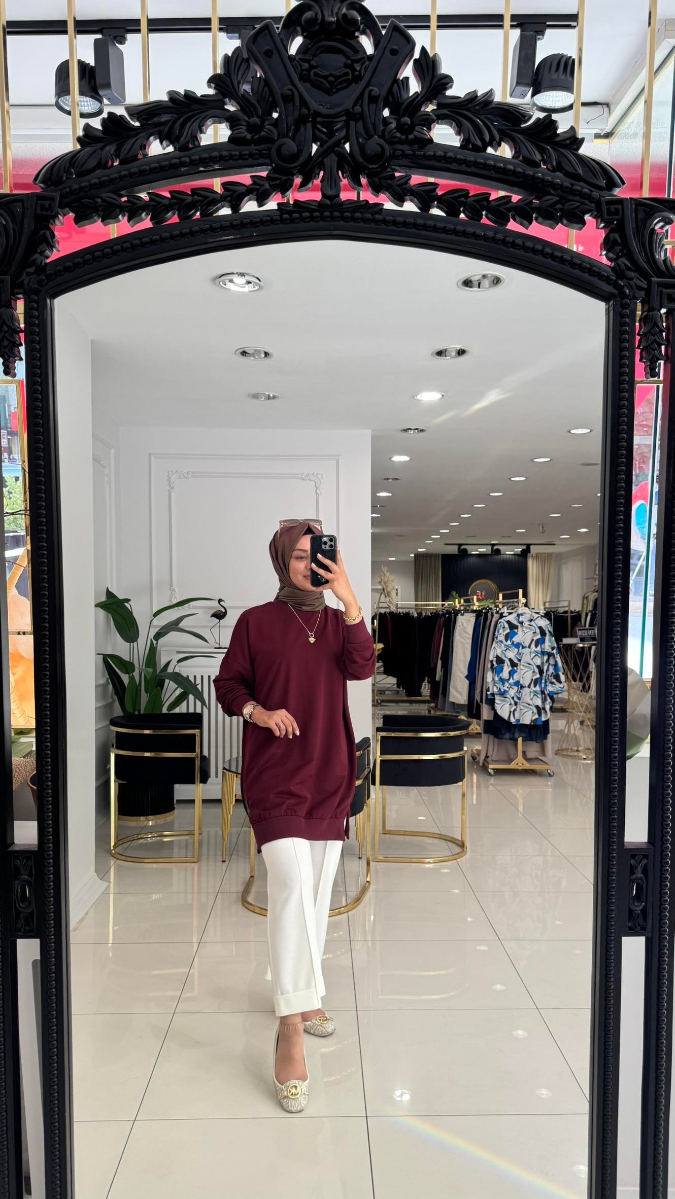 30644 Basic kısa tunik-BORDO