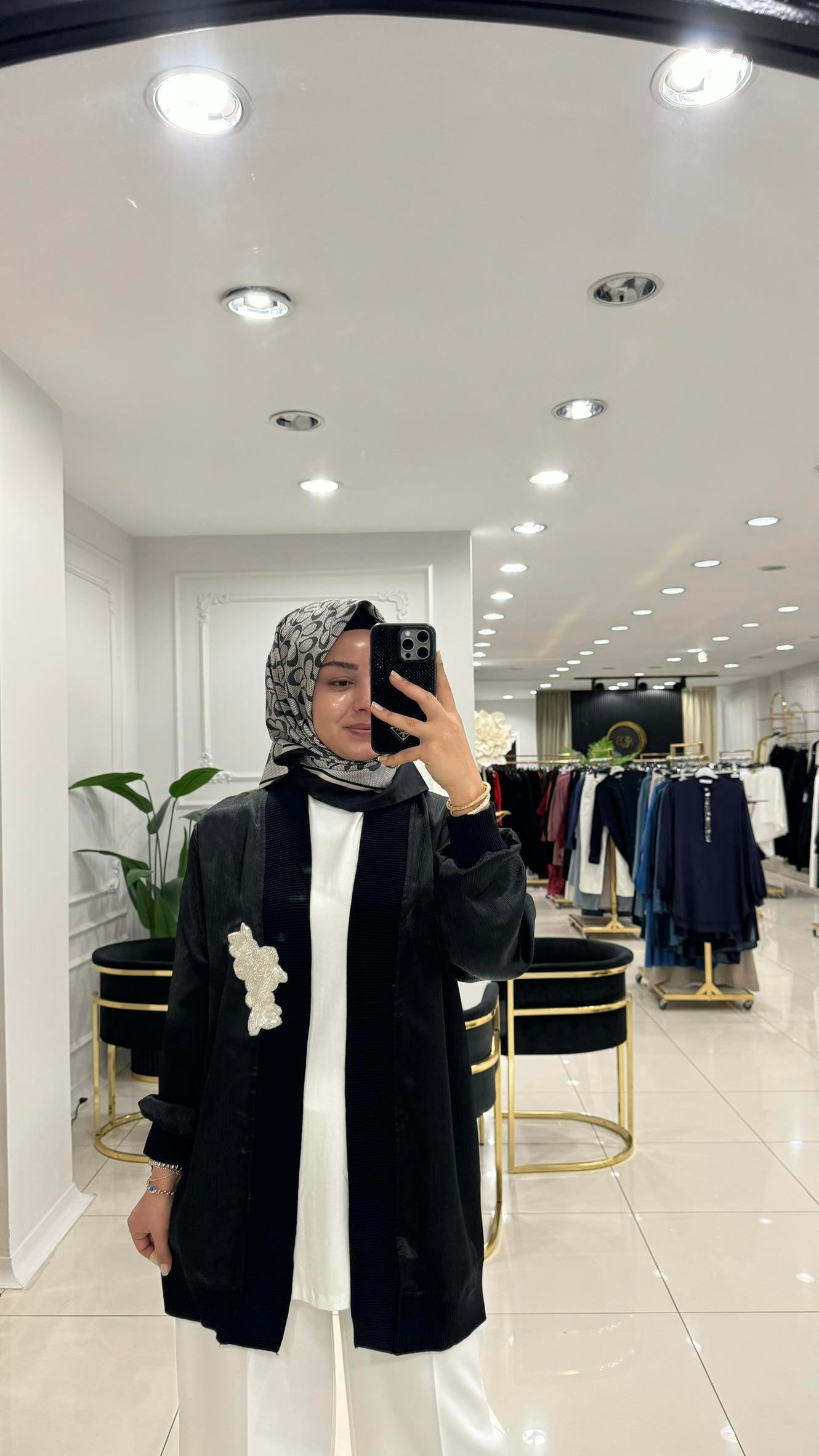 3249 Mina işlemeli hırka-SİYAH