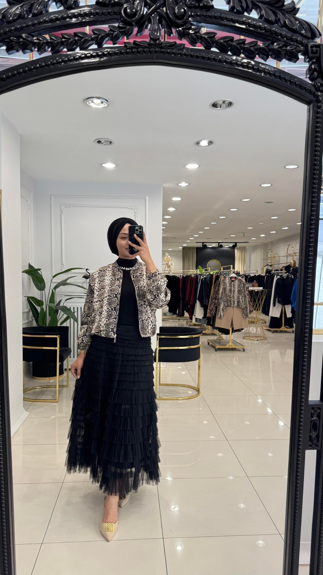 466 Tül katkat etek-SİYAH