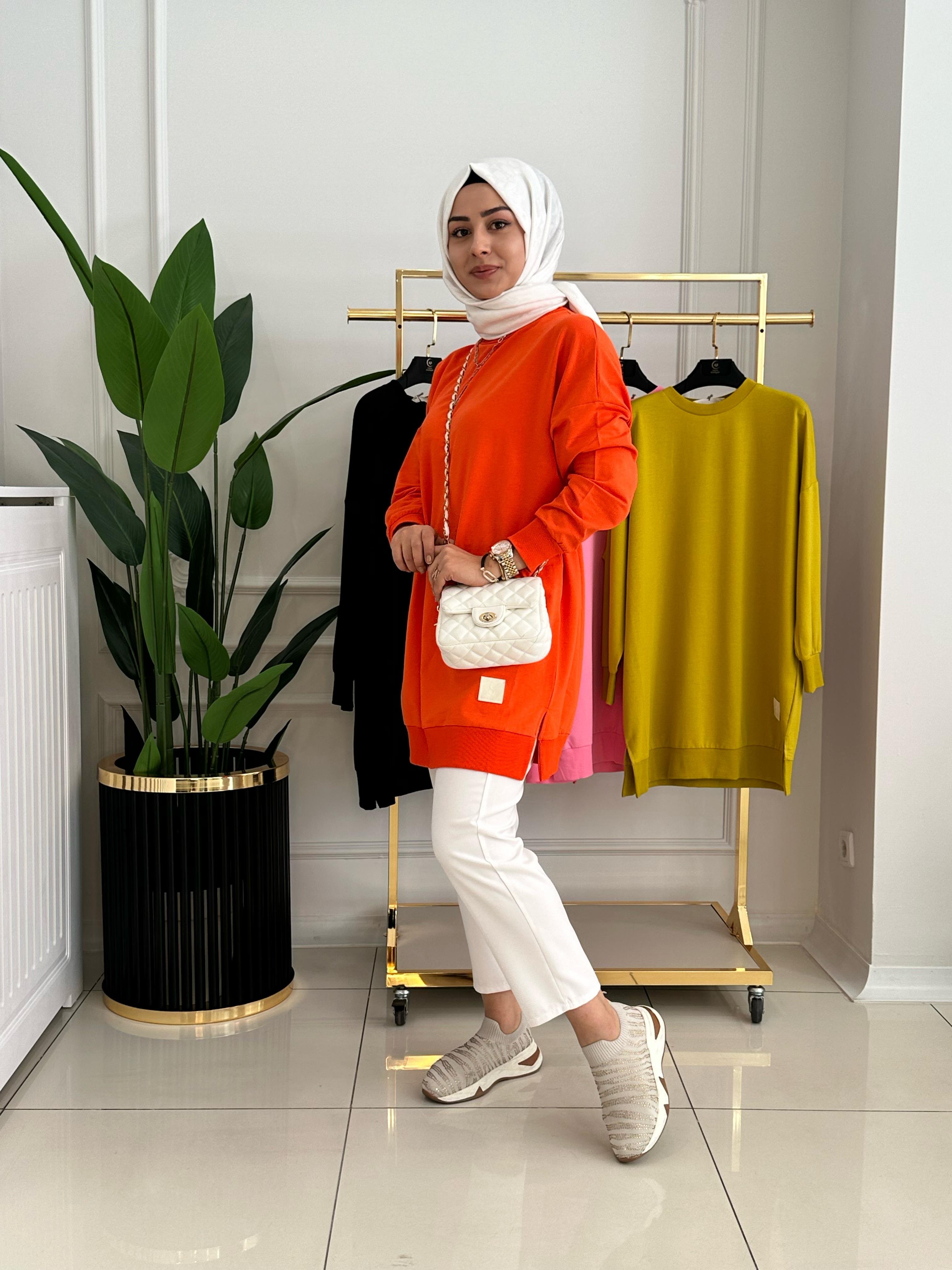 BASİC KISA SWEAT ORANJ 