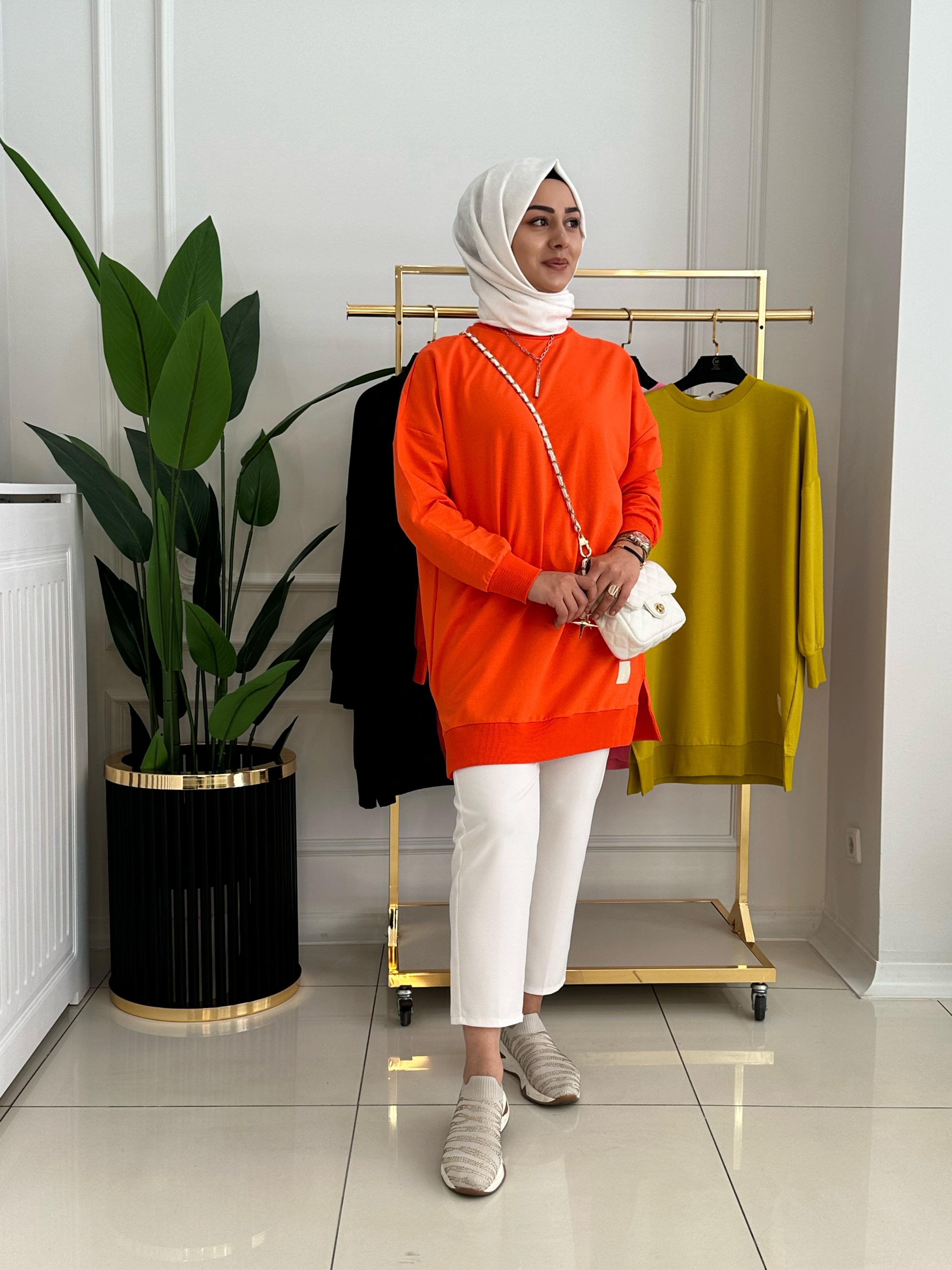 BASİC KISA SWEAT ORANJ 