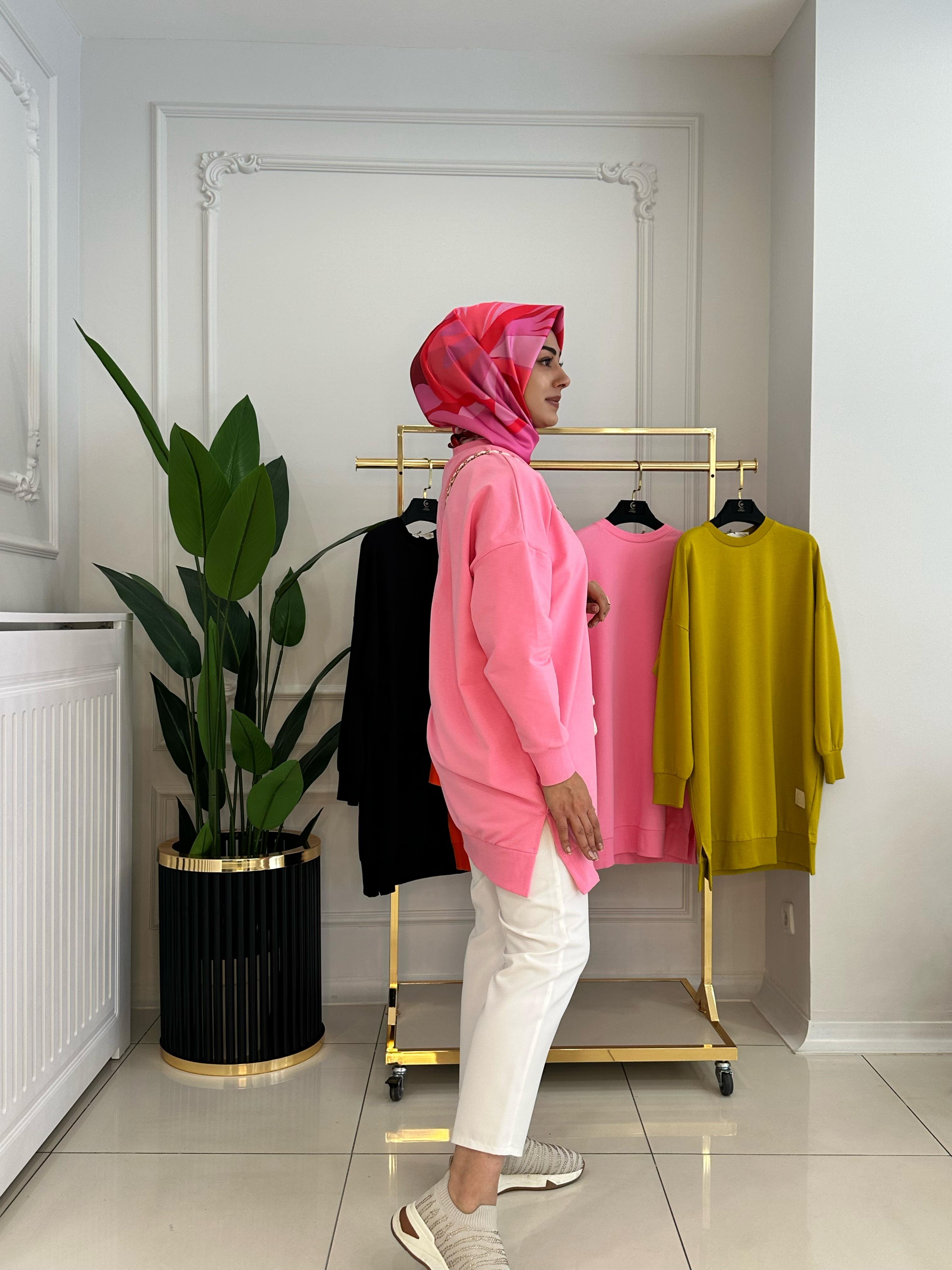 BASİC KISA SWEAT PEMBE  