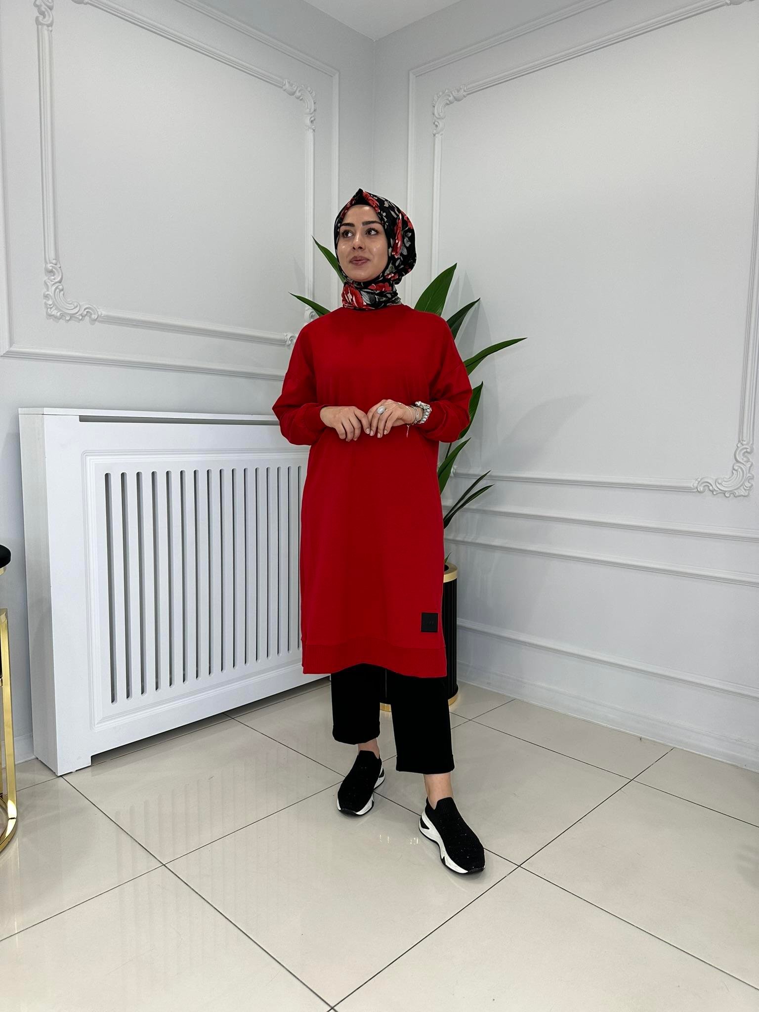 BASİC UZUN SWEAT KIRMIZI 