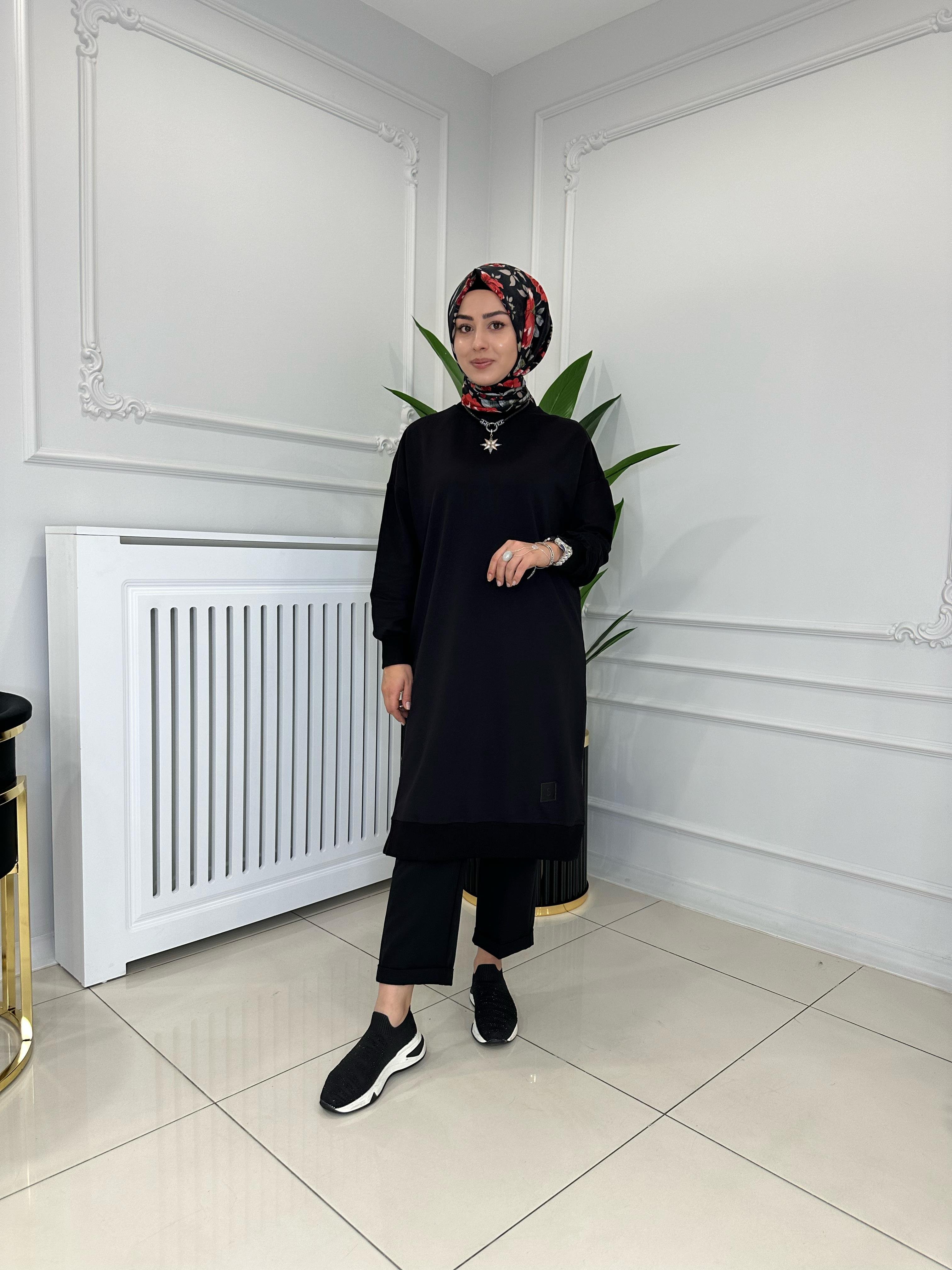 BASİC UZUN SWEAT SİYAH