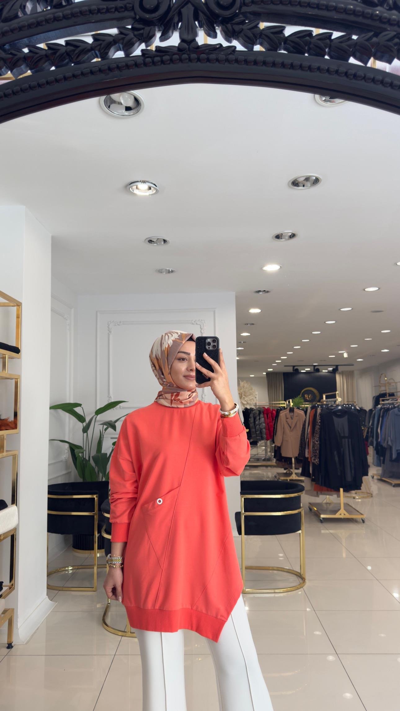 ÜÇGEN CEPLİ TUNİK MERCAN 