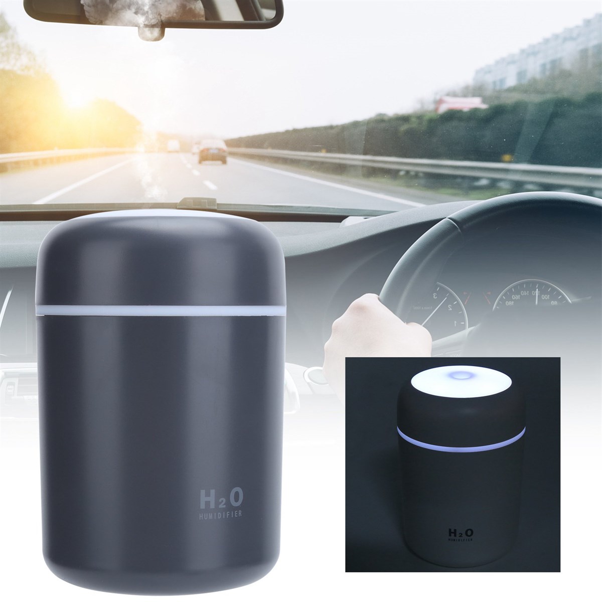 300 ml Ulrasonik Hava Nemlendirici Buhar Makinesi ve Aroma Difüzörü Siyah