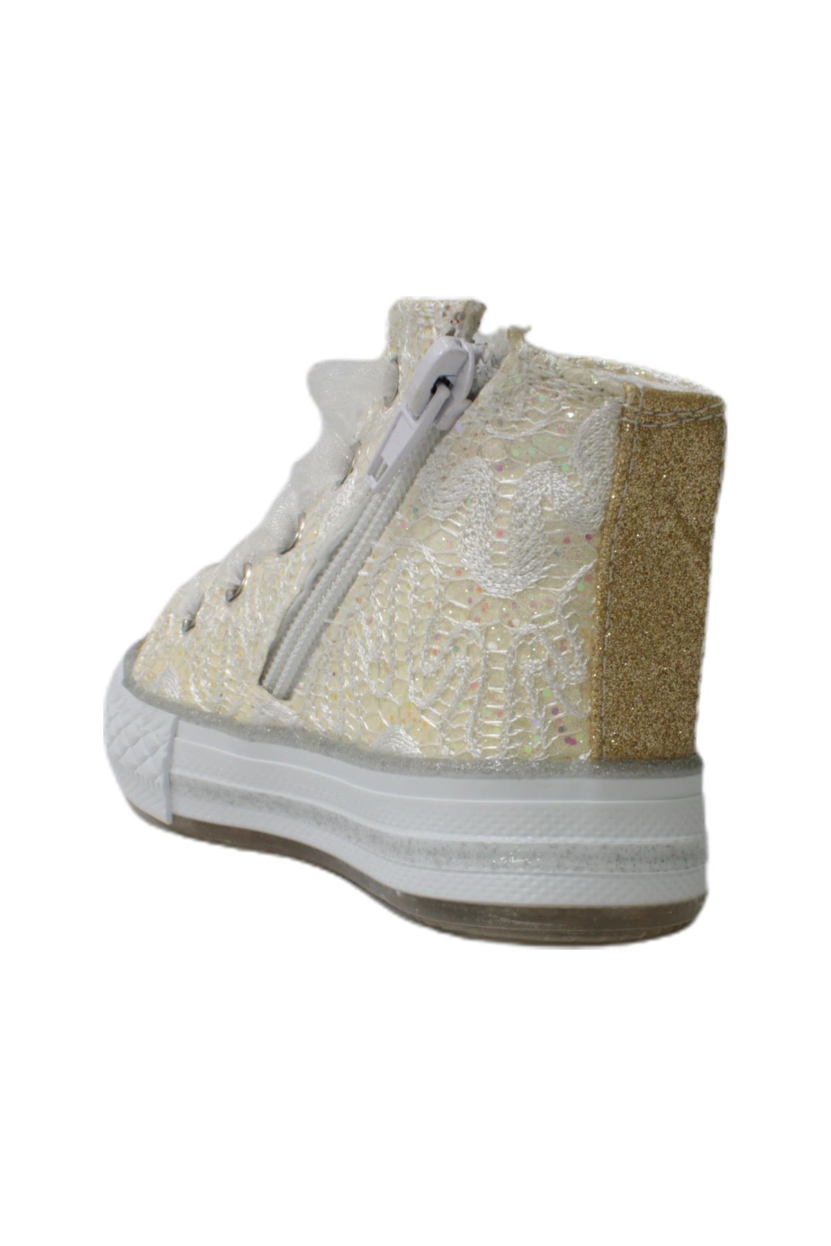 İlhan Paşaoğlu Işıklı Pullu Convers Bebek Spor Ayakkabısı Dore