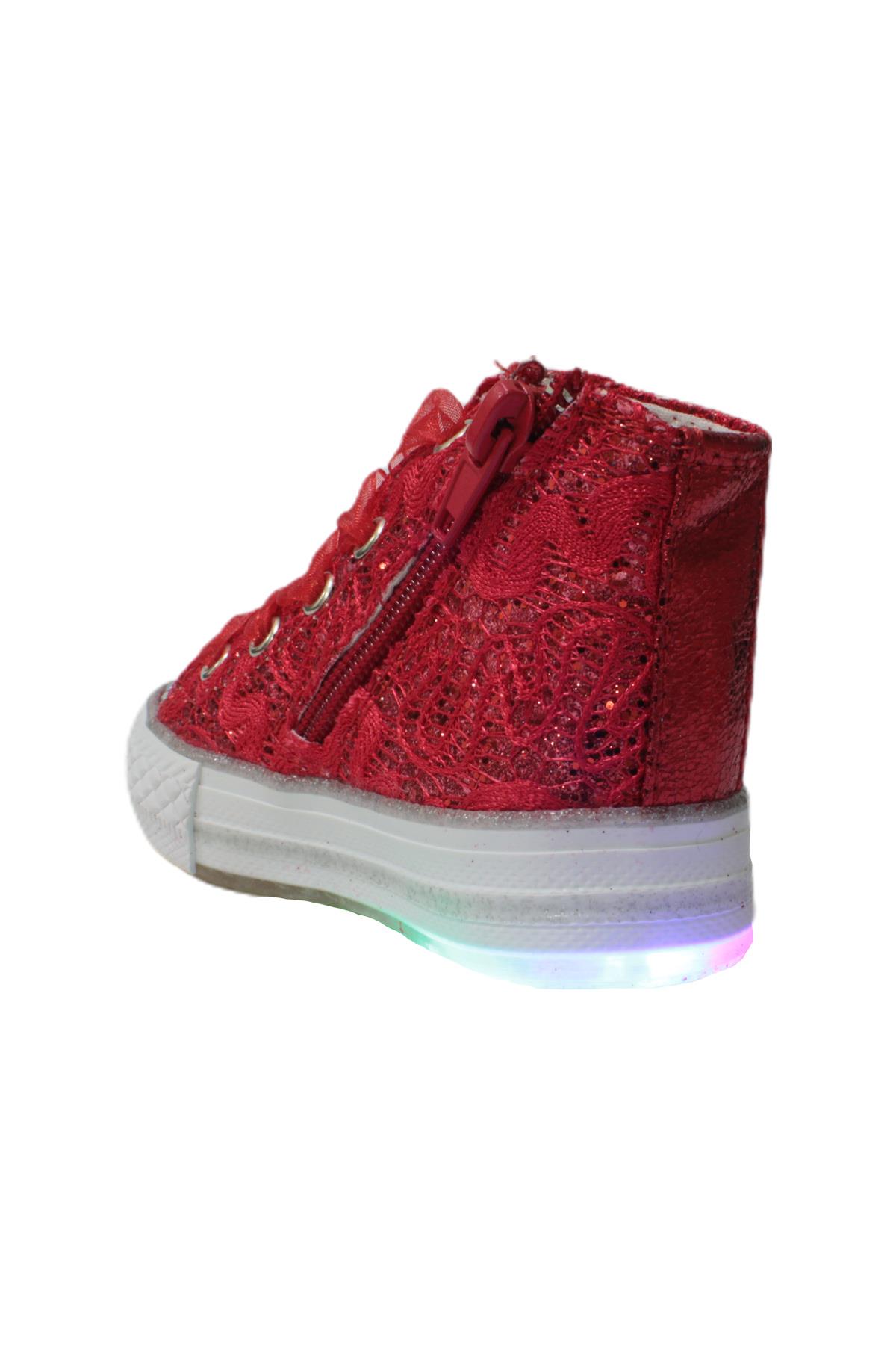 İlhan Paşaoğlu Işıklı Pullu Convers İlk Adım Spor Ayakkabısı Kırmızı