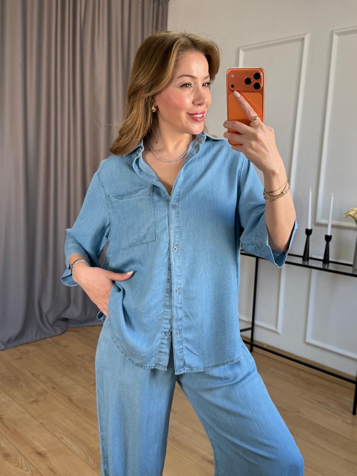 Açık Mavi Gömlekli Jean Takım
