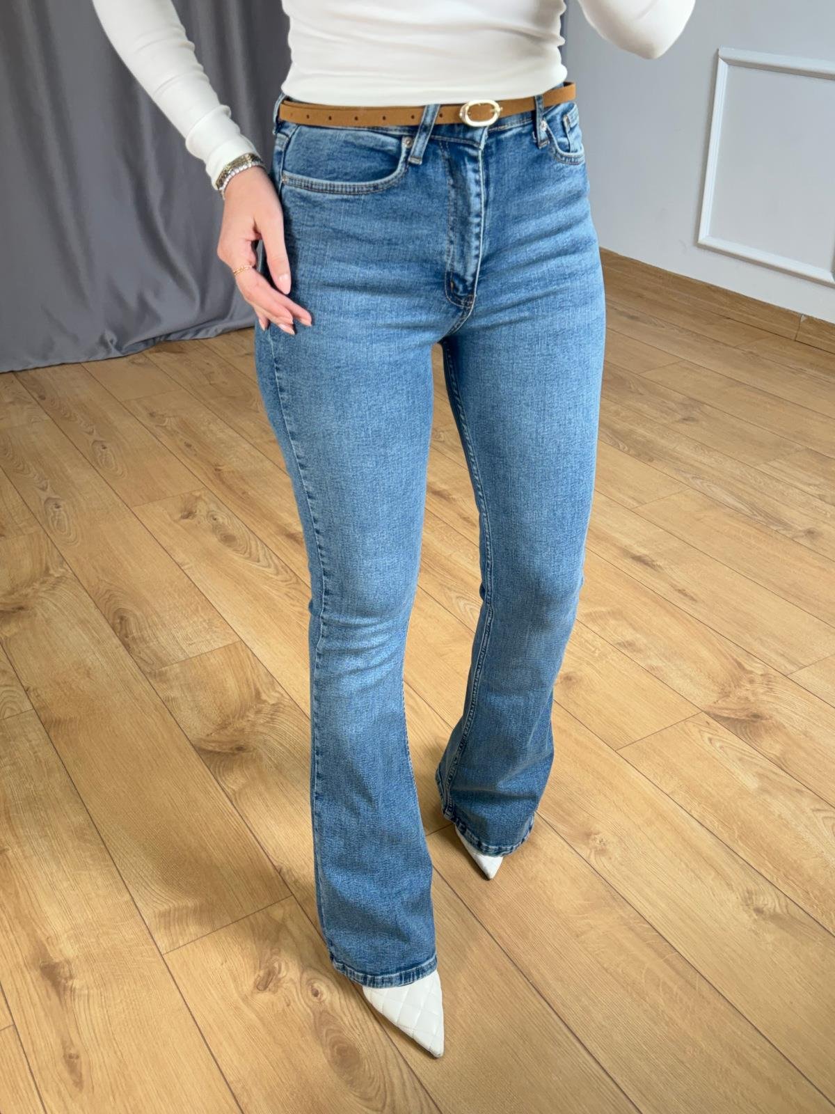 Açık Mavi İspanyol Paça Jean