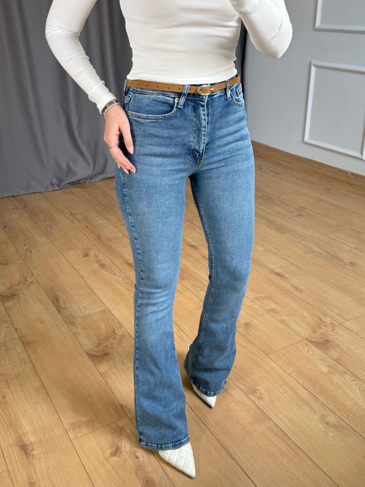 Açık Mavi İspanyol Paça Jean