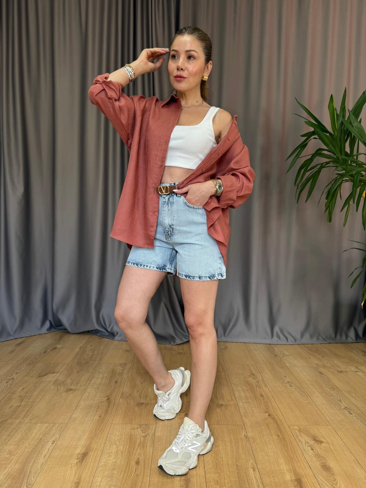 Açık Mavi Mini Şort