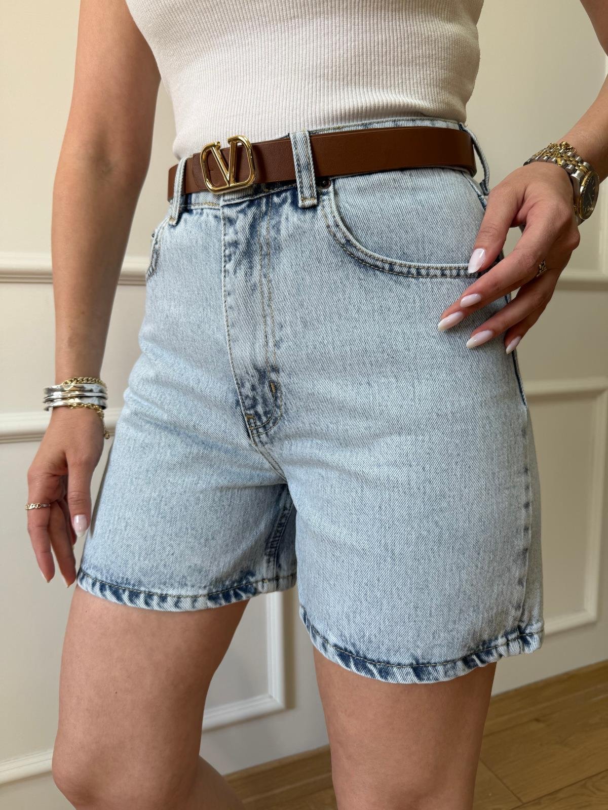 Açık Mavi Mini Şort