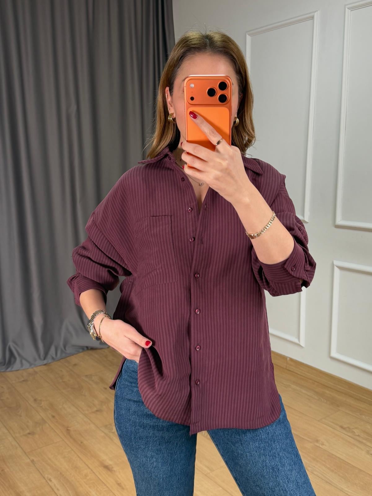 Bordo Lilyum Apoletli Gömlek