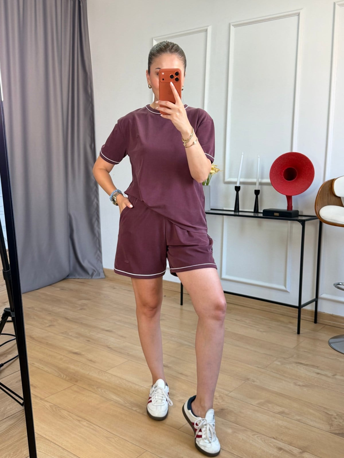 Bordo Şortlu Basic Takım