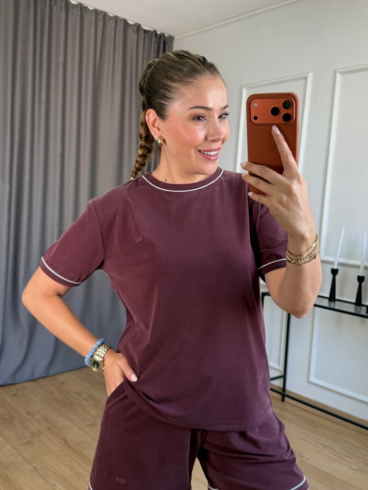 Bordo Şortlu Basic Takım